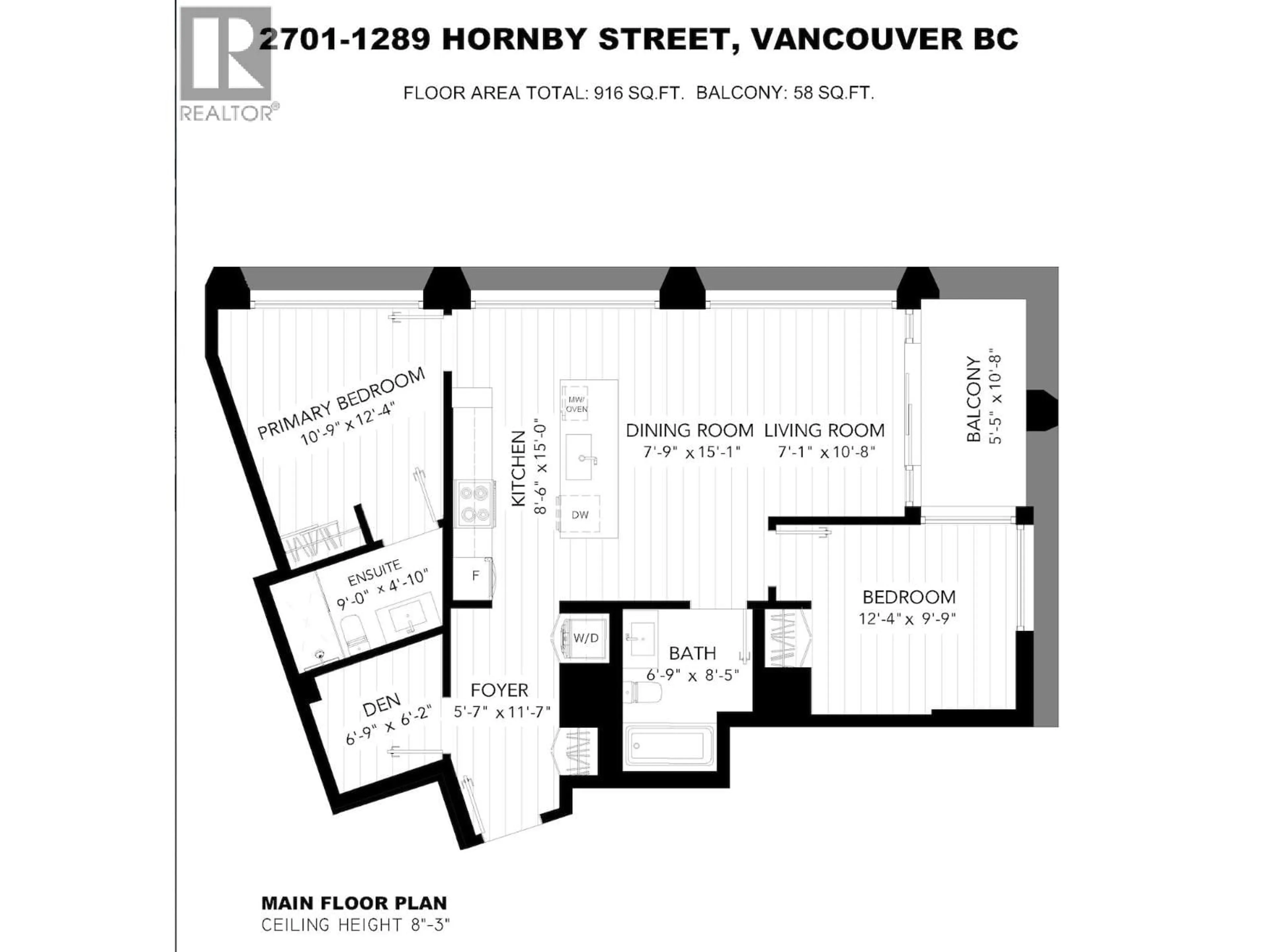 Floor plan for 2701 - 1289 HORNBY STREET, Vancouver British Columbia V6Z0G7