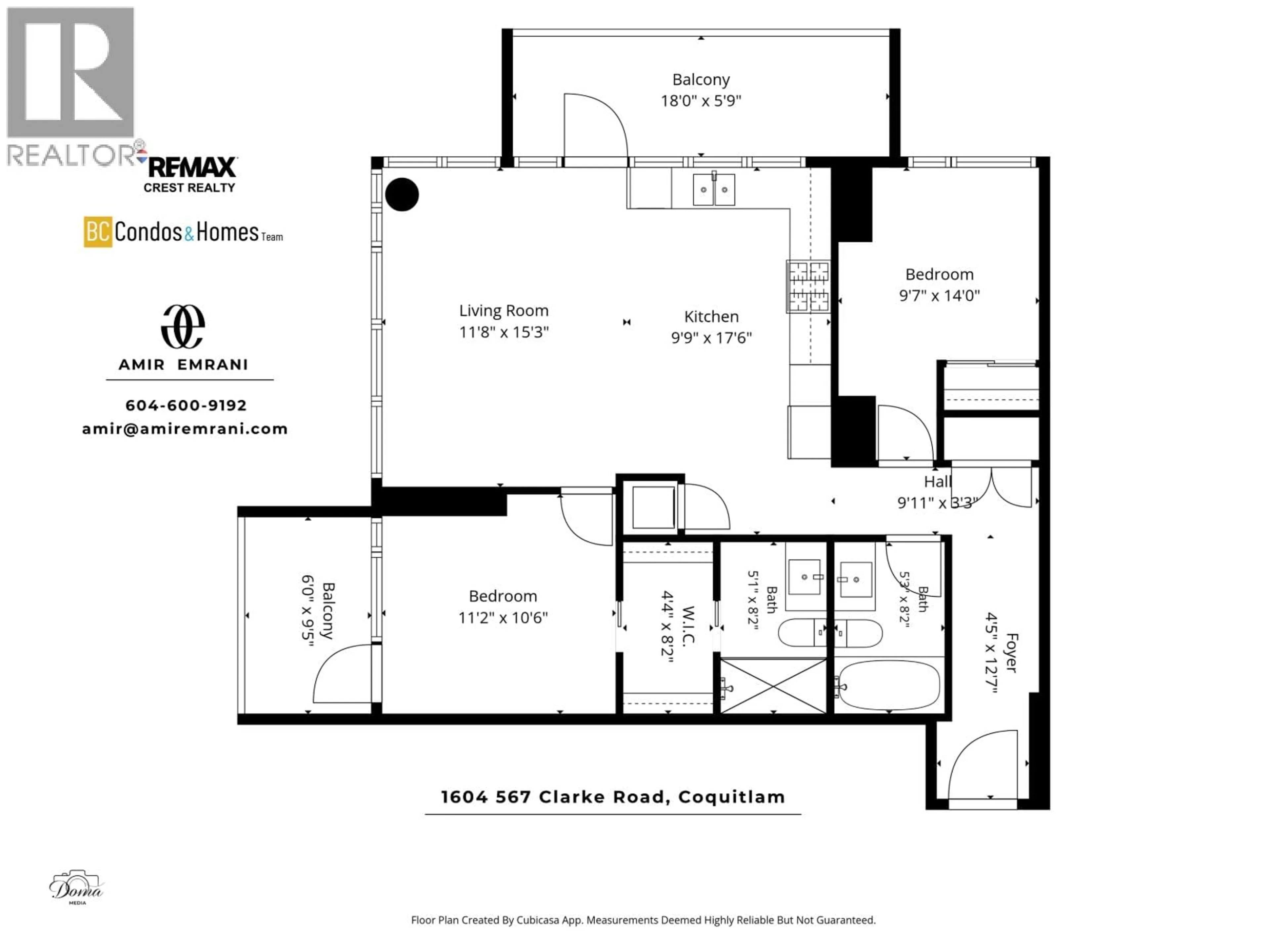 Floor plan for 1604 - 567 CLARKE ROAD, Coquitlam British Columbia V3J0K7