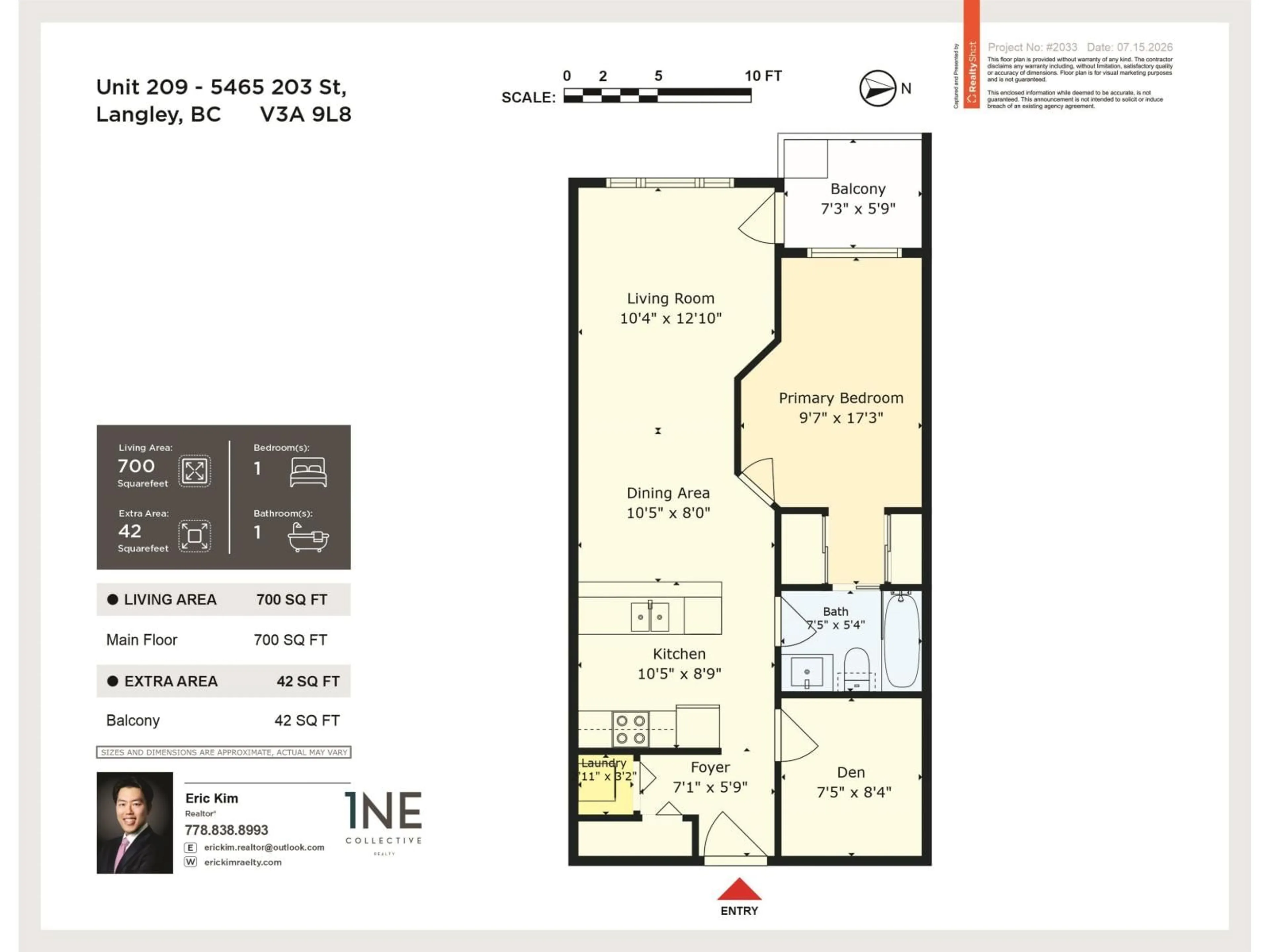 Floor plan for 209 - 5465 203 STREET, Langley British Columbia V3A9L8