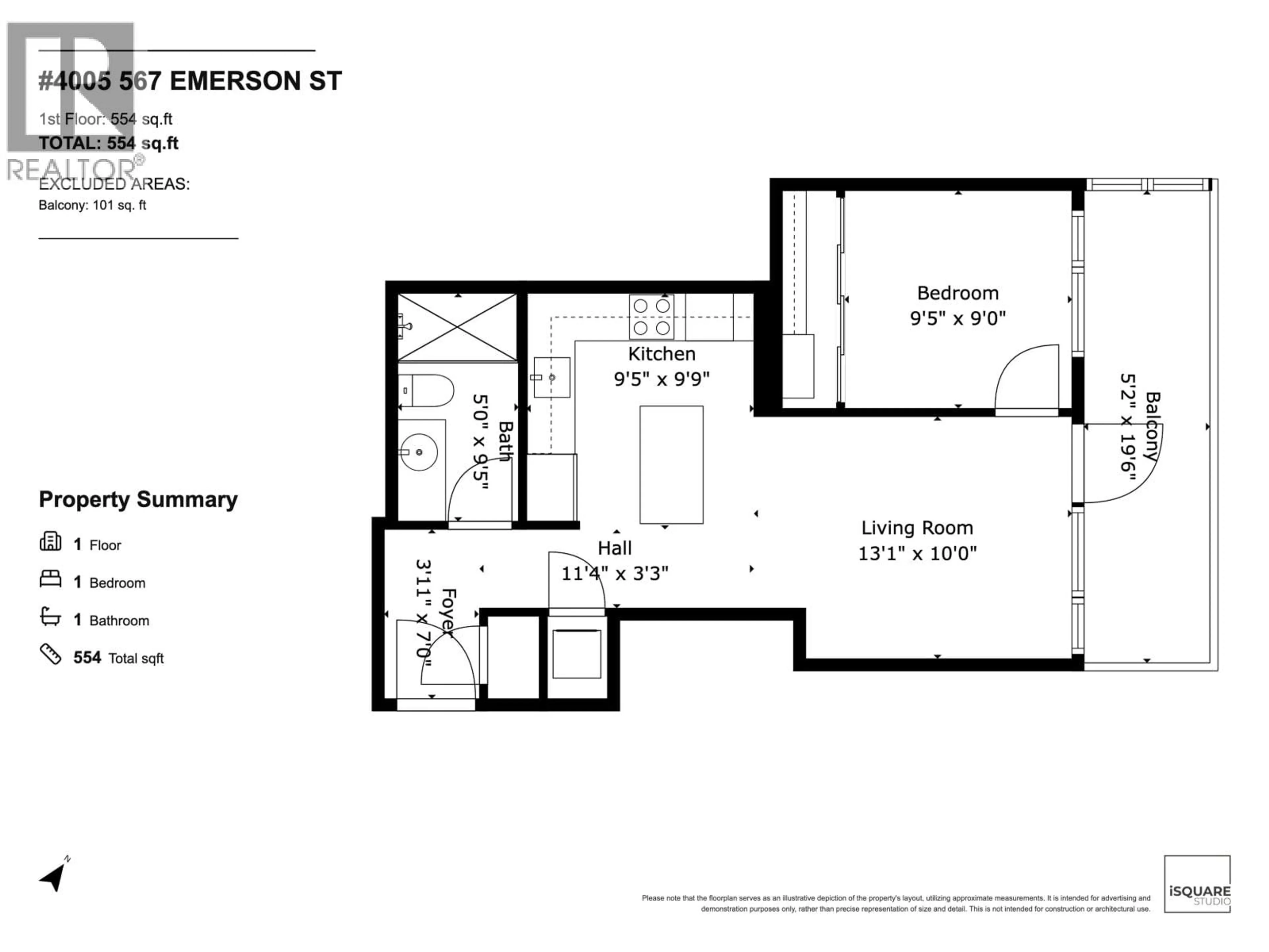 Floor plan for 4005 - 567 EMERSON STREET, Coquitlam British Columbia V3J0M8