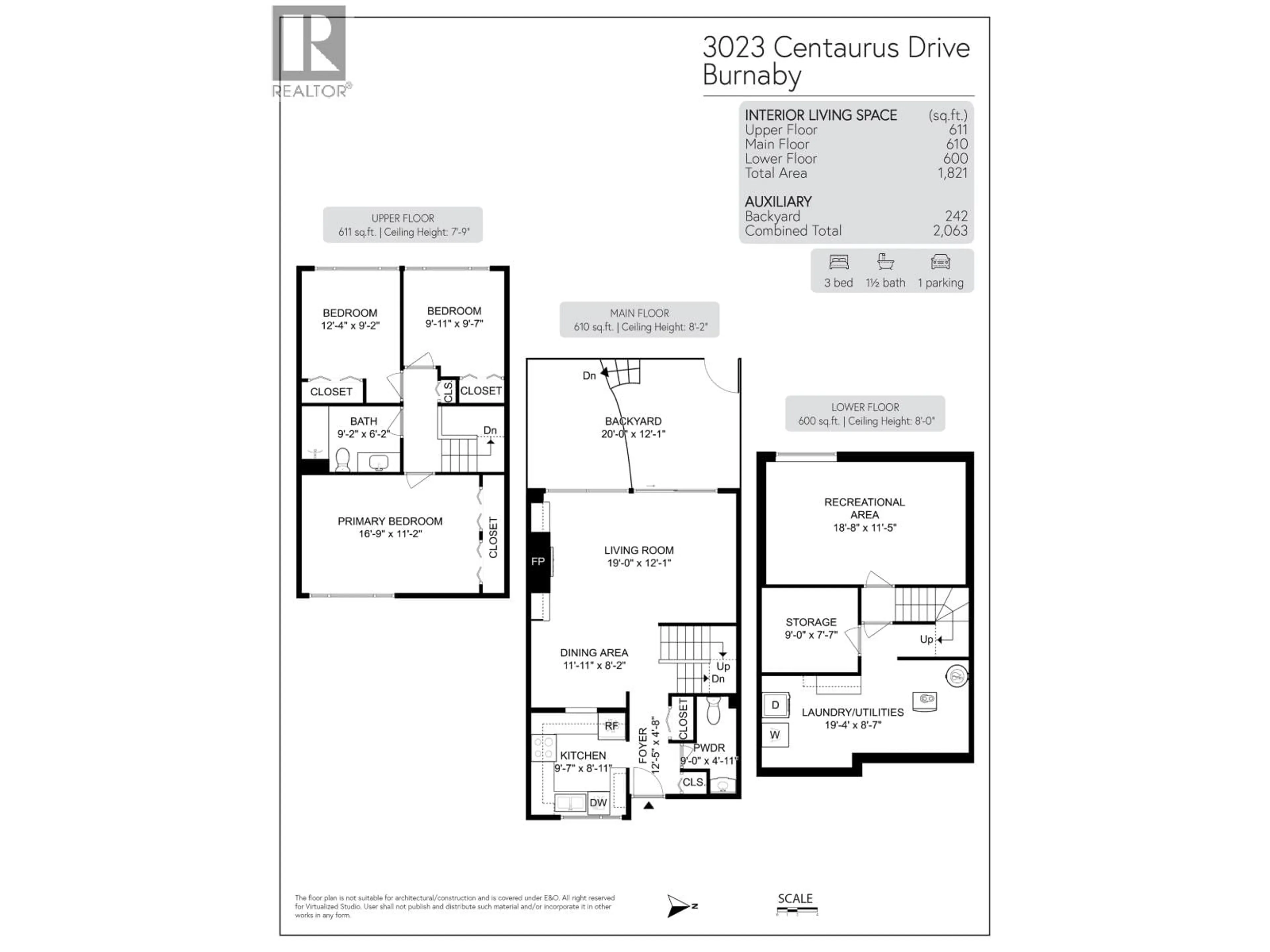 Floor plan for 3023 CENTAURUS DRIVE, Burnaby British Columbia V3J1A6