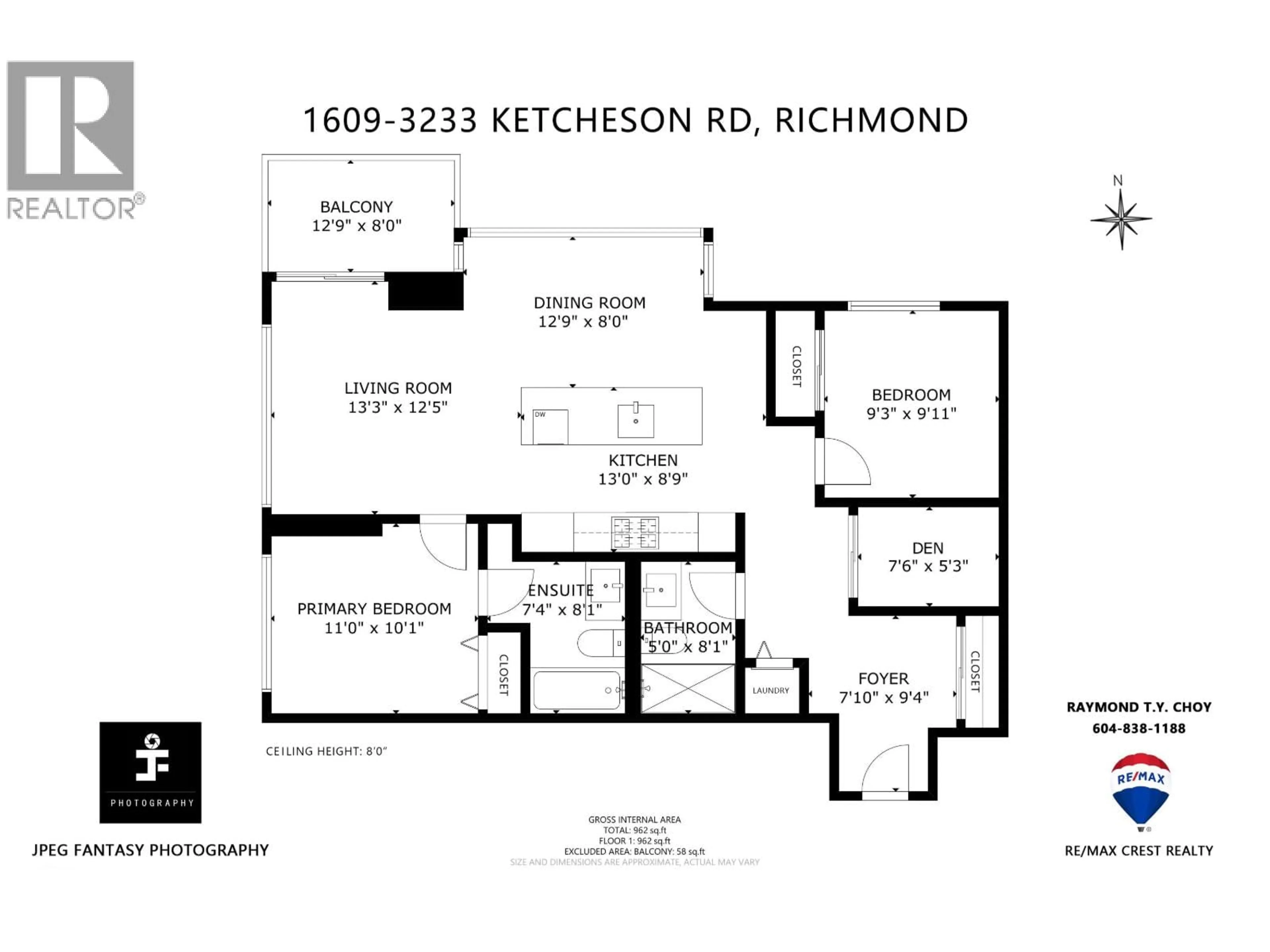 Floor plan for 1609 - 3233 KETCHESON ROAD, Richmond British Columbia V6X0R3