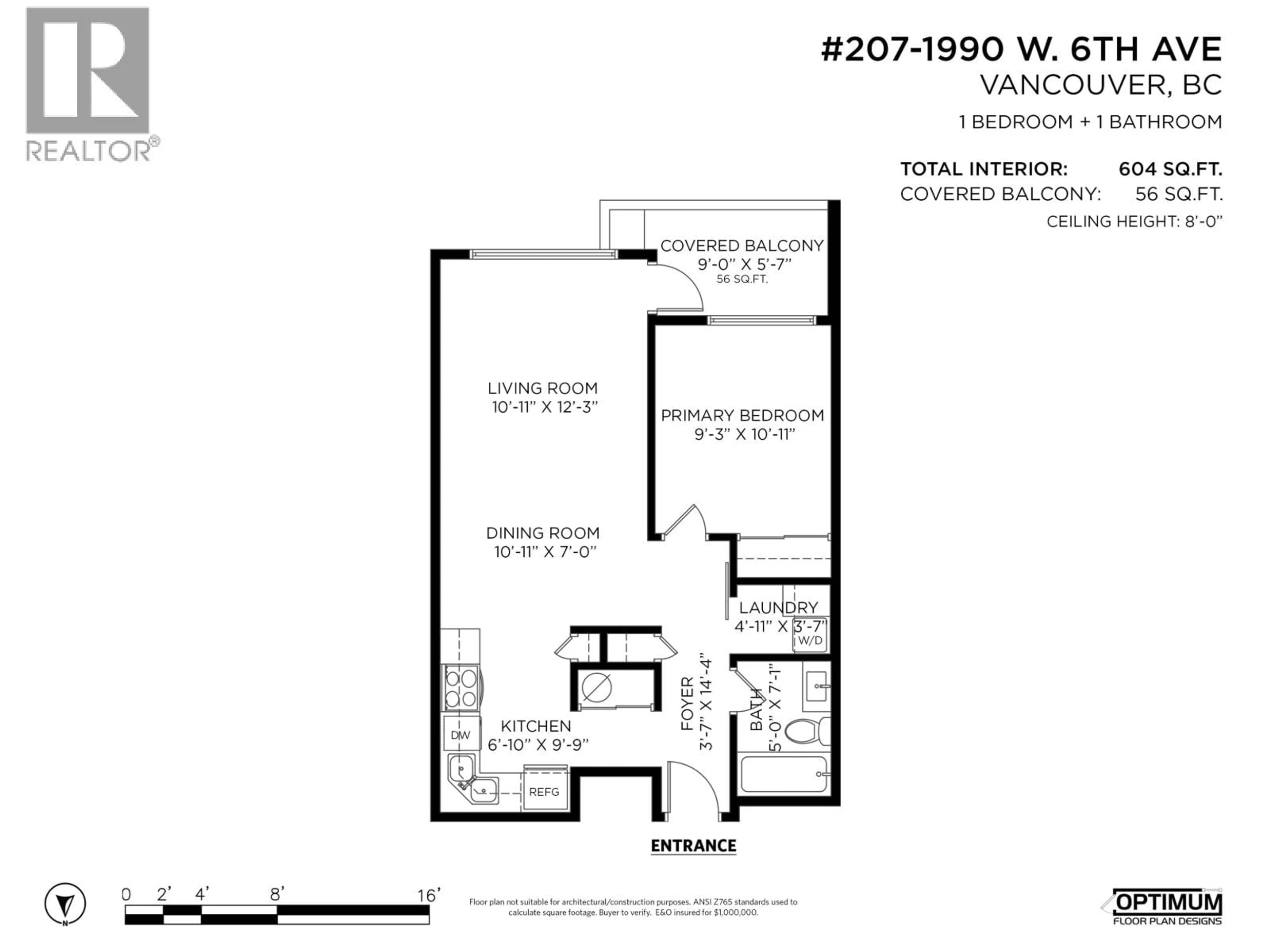 Floor plan for 207 - 1990 6TH AVENUE, Vancouver British Columbia V6J4V4