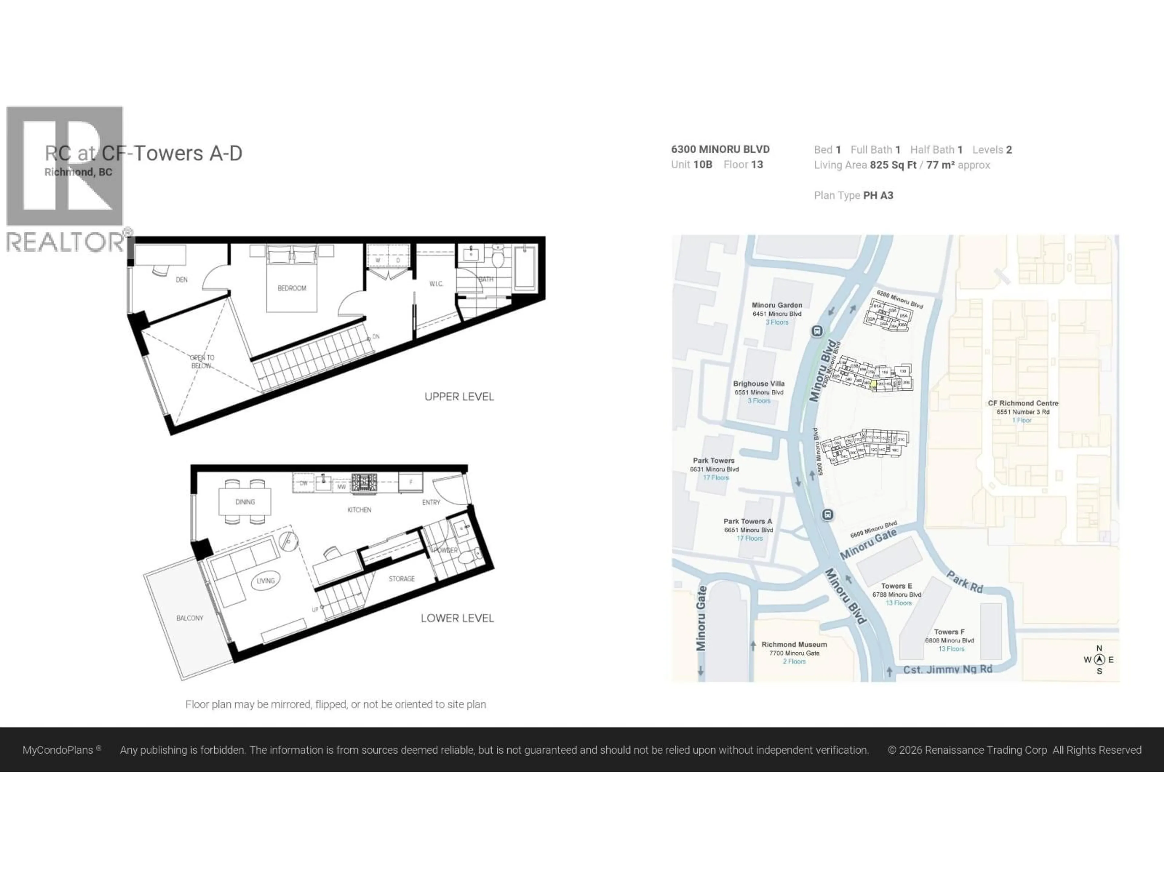 Floor plan for 1310 - 6300 MINORU BOULEVARD, Richmond British Columbia V6Y0N1