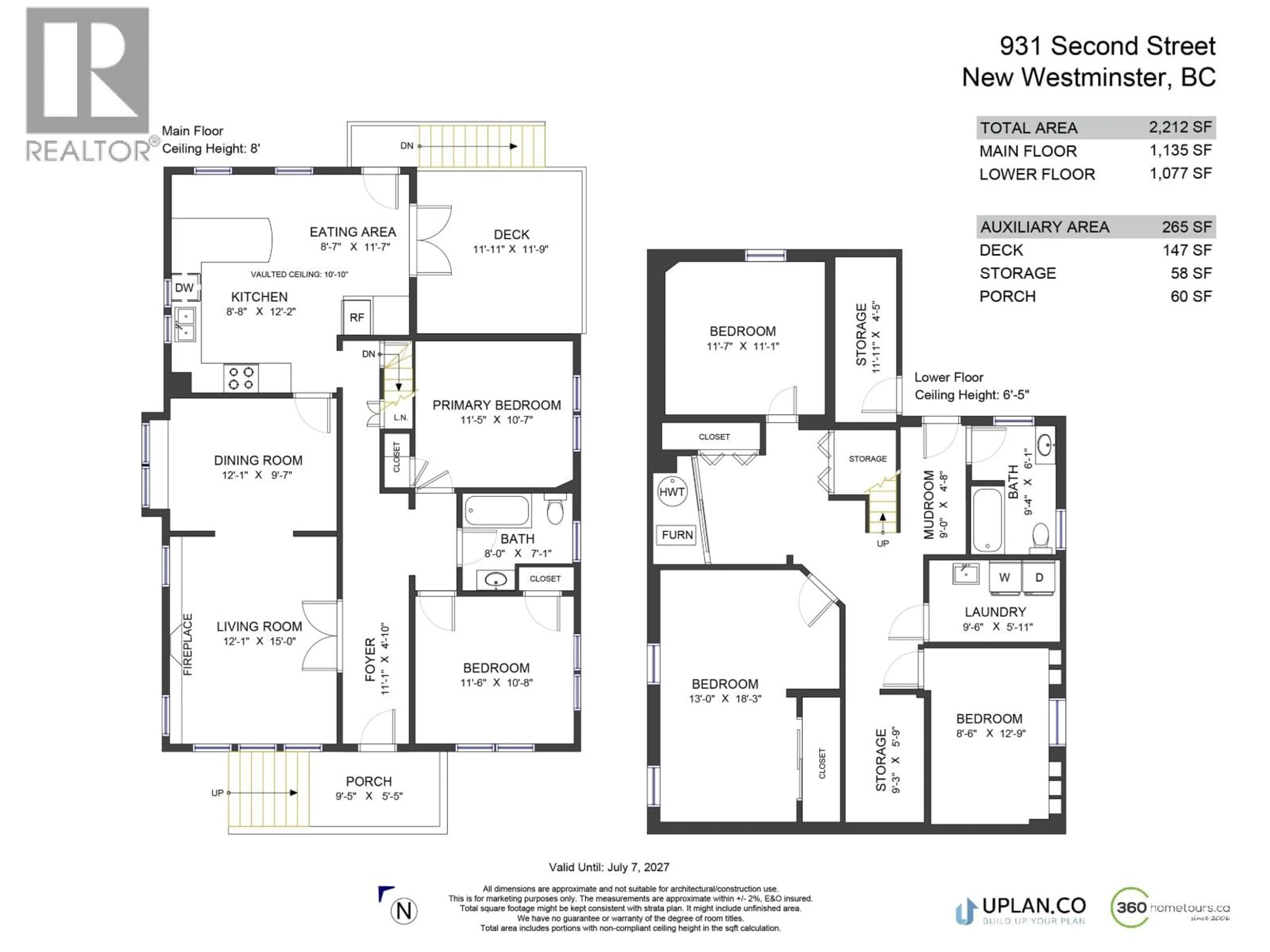 Floor plan for 931 SECOND STREET, New Westminster British Columbia V3L2N8