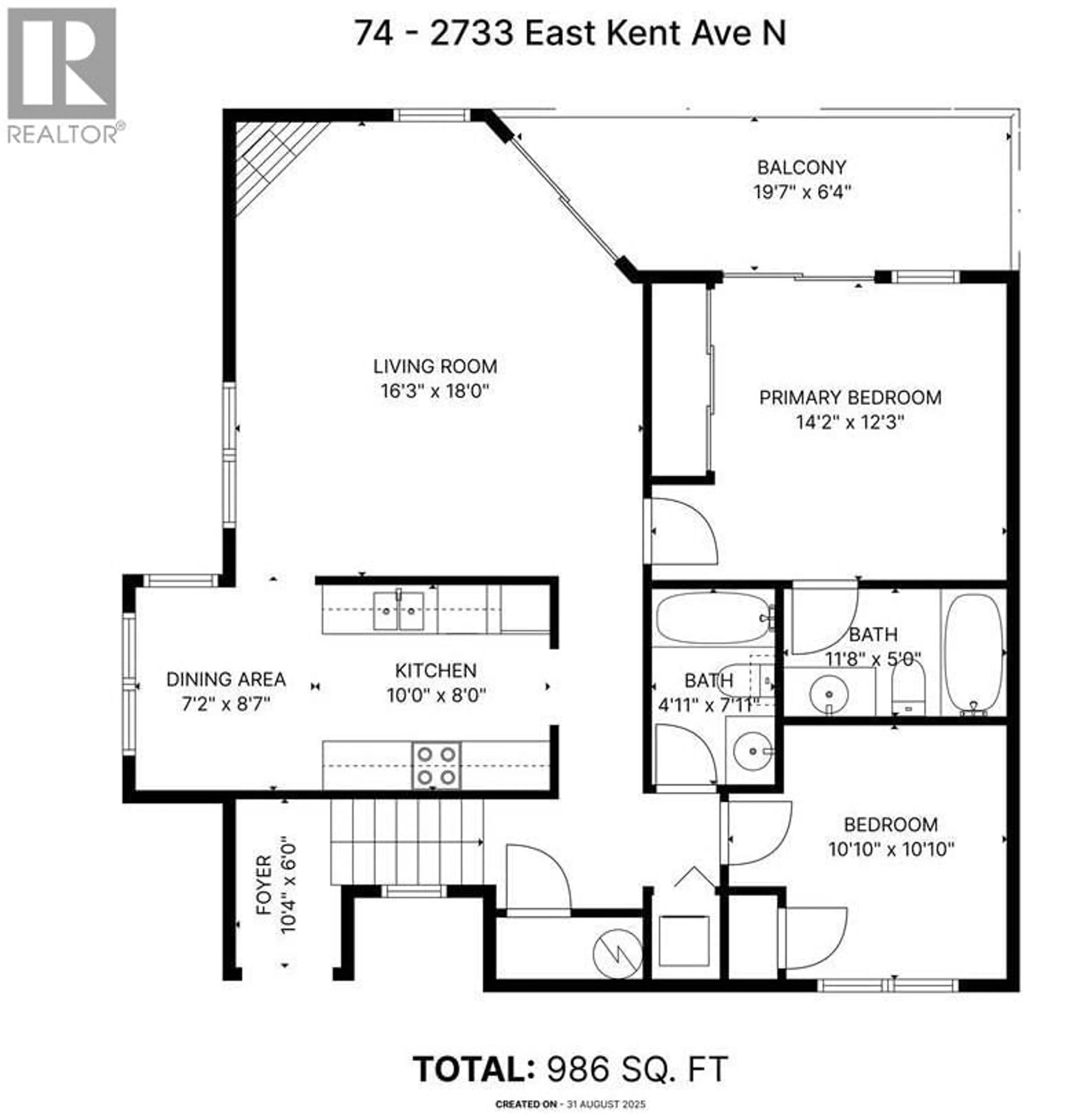Floor plan for 74 - 2733 KENT AVENUE NORTH AVENUE, Vancouver British Columbia V5S3T9