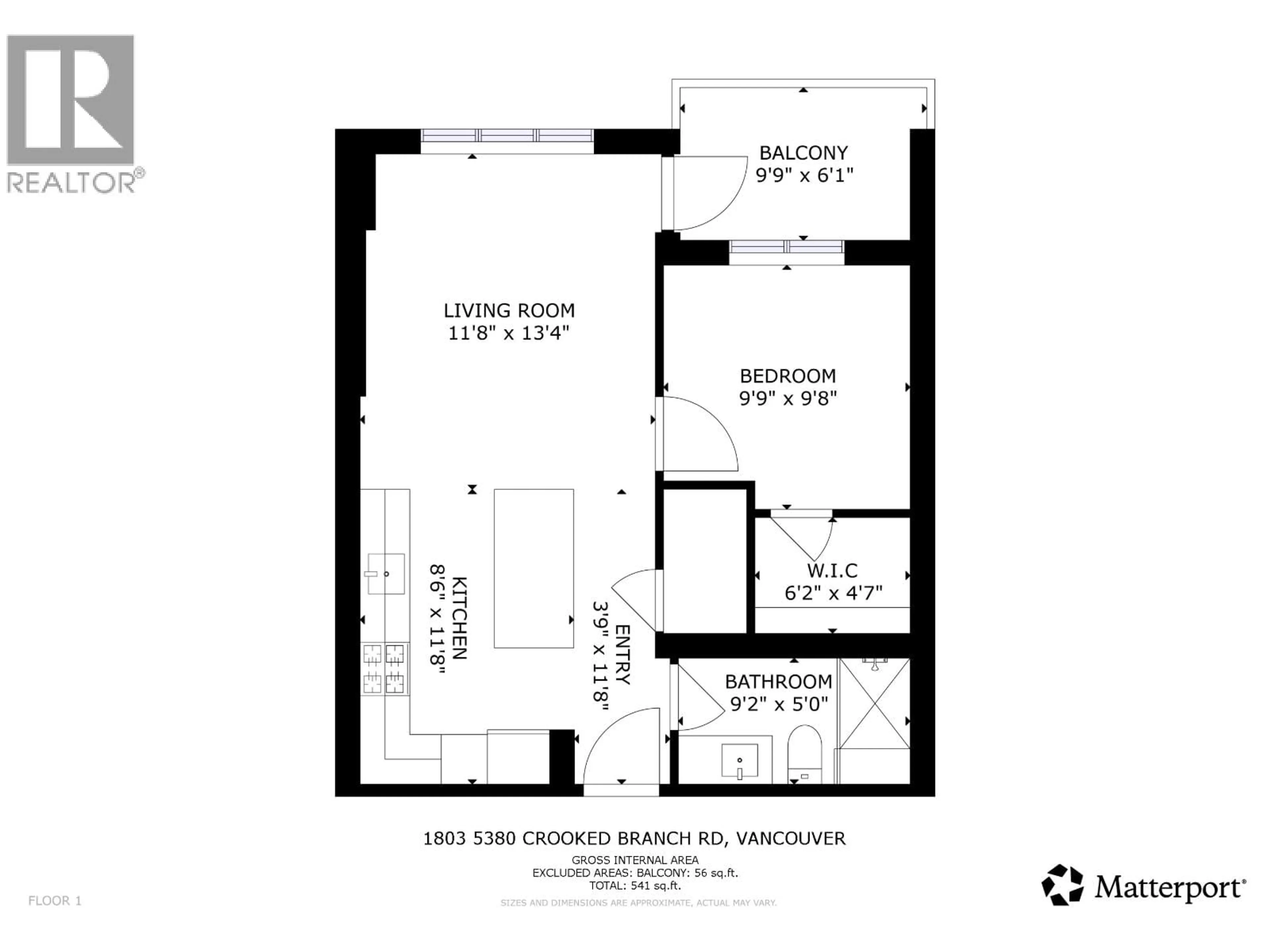 Floor plan for 1803 - 5380 CROOKED BRANCH ROAD, Vancouver British Columbia V6T0E5