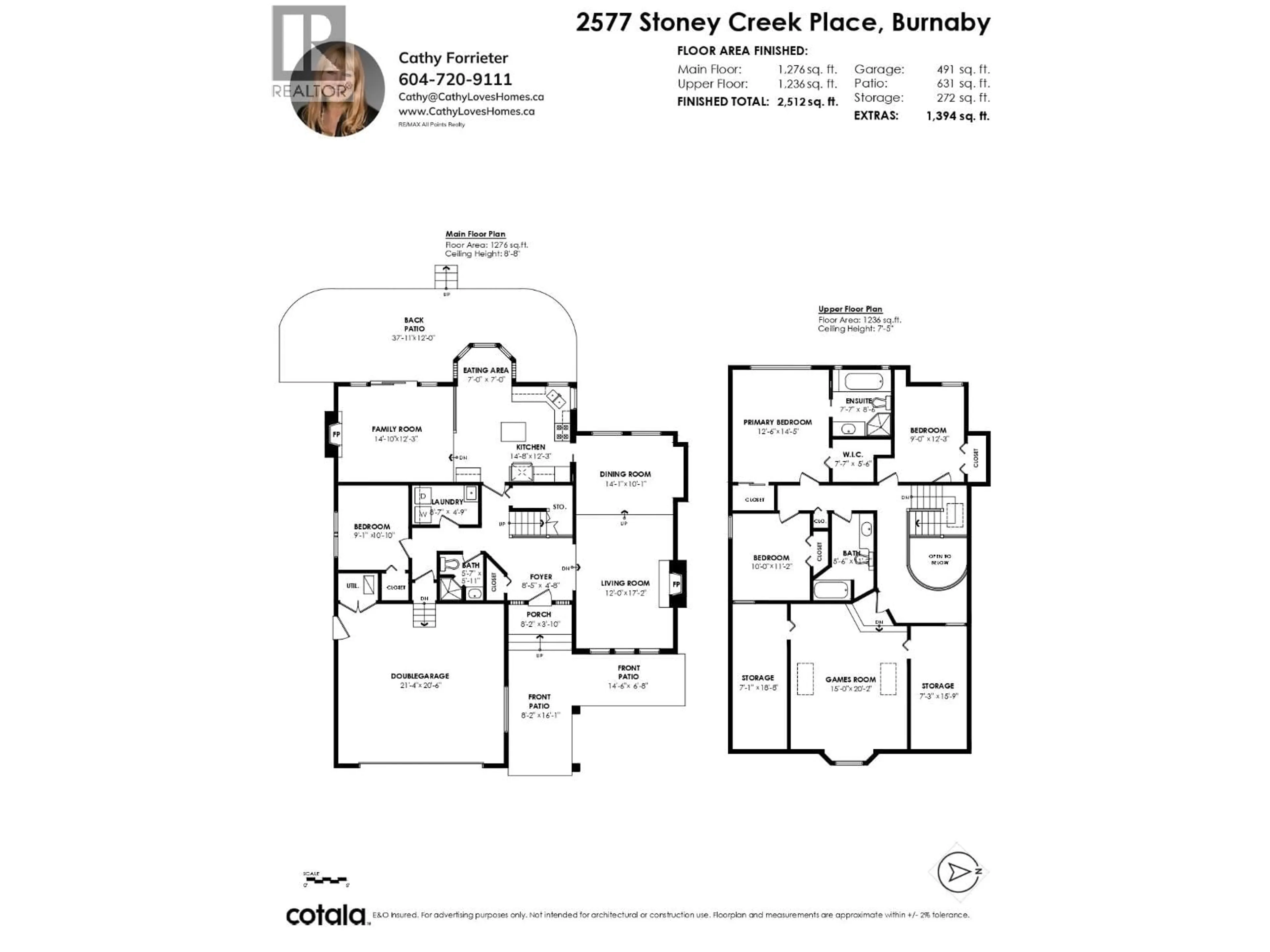 Floor plan for 2577 STONEY CREEK PLACE, Burnaby British Columbia V3J7S4