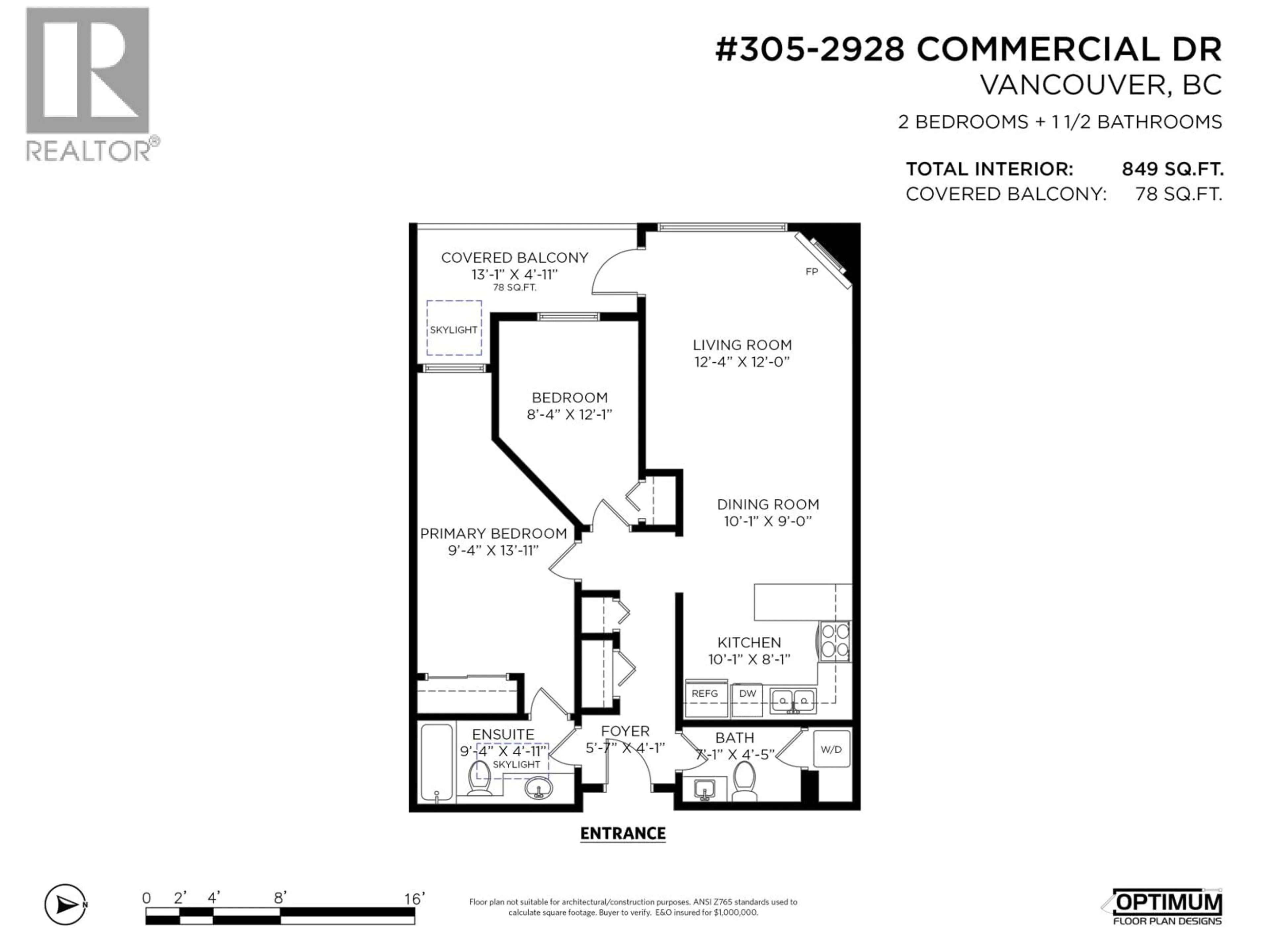 Floor plan for 305 - 2928 COMMERCIAL DRIVE, Vancouver British Columbia V5N4C9