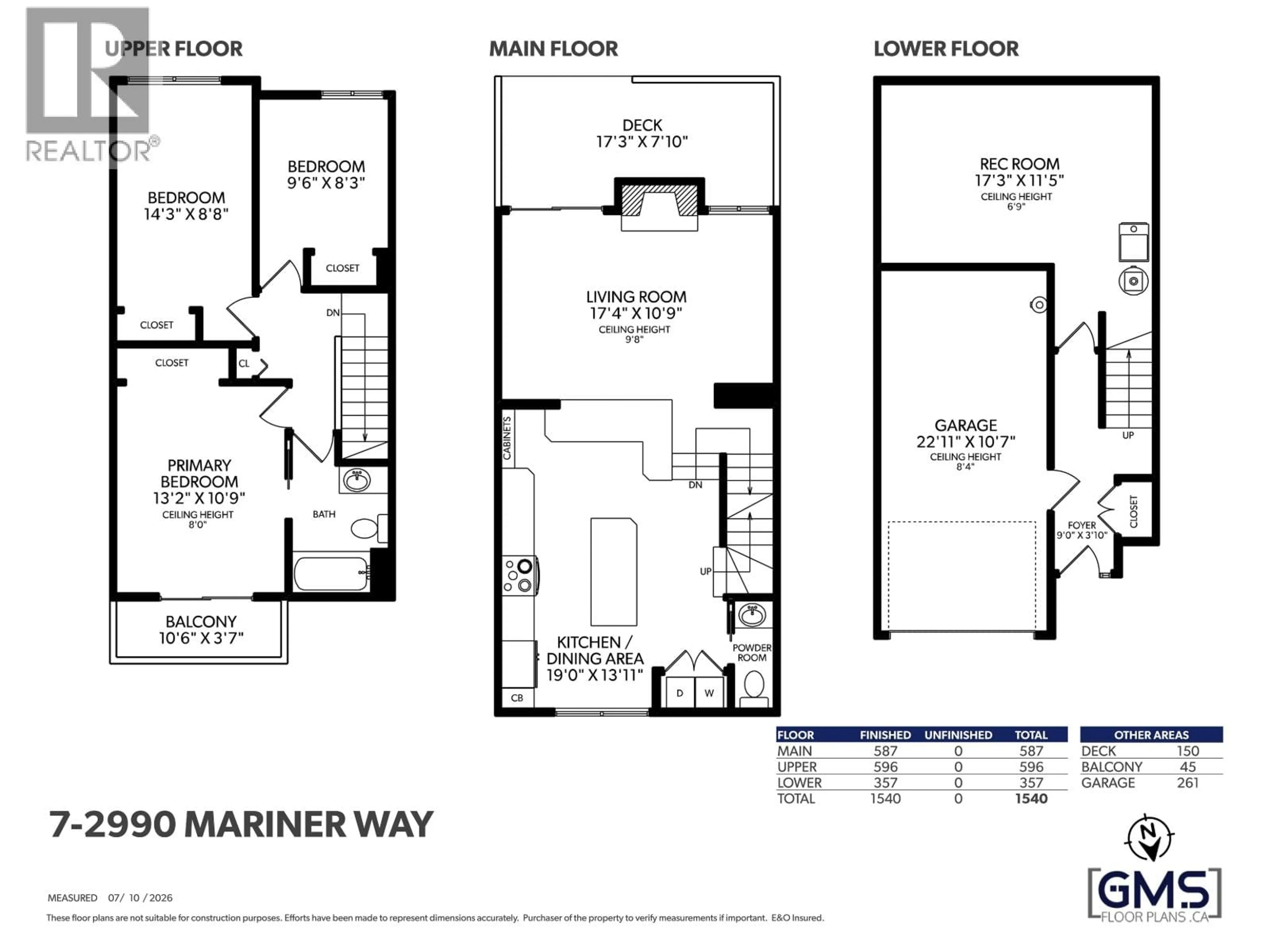 Floor plan for 7 - 2990 MARINER WAY, Coquitlam British Columbia V3C4K1