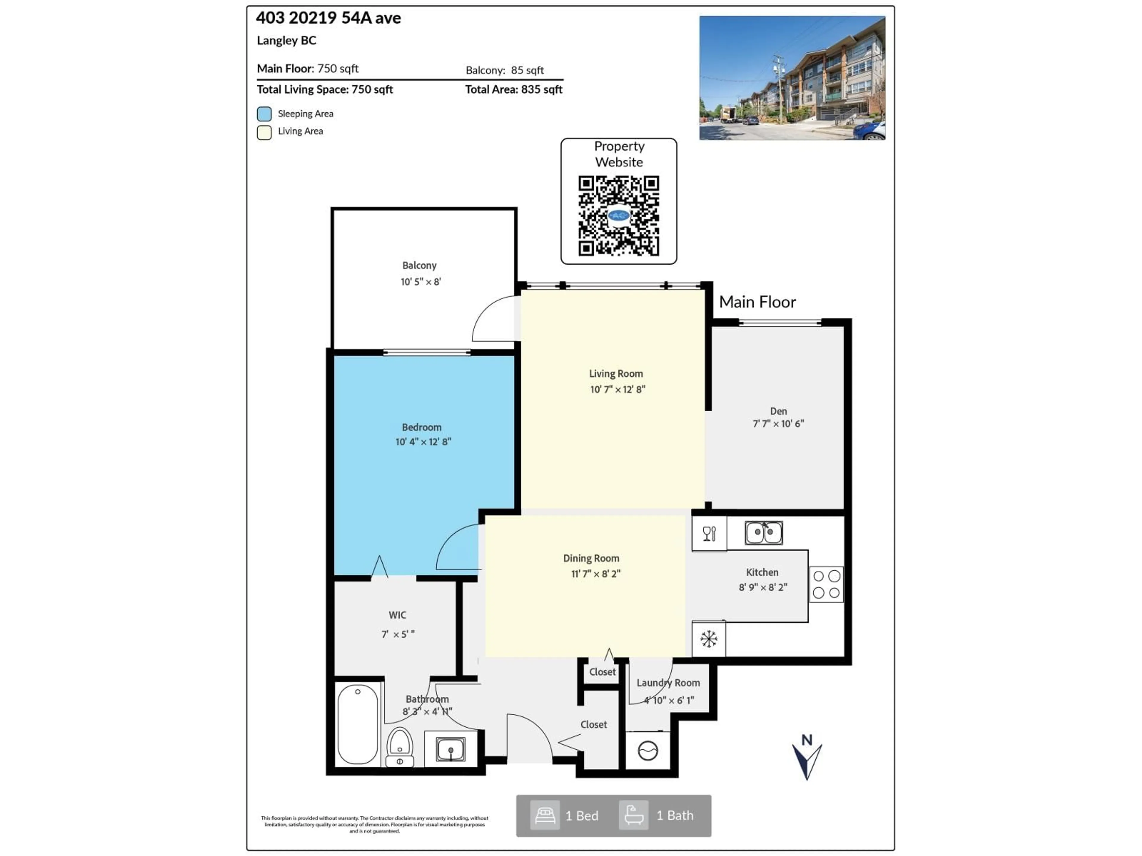 Floor plan for 403 - 20219 54A AVENUE, Langley British Columbia V3A0C7