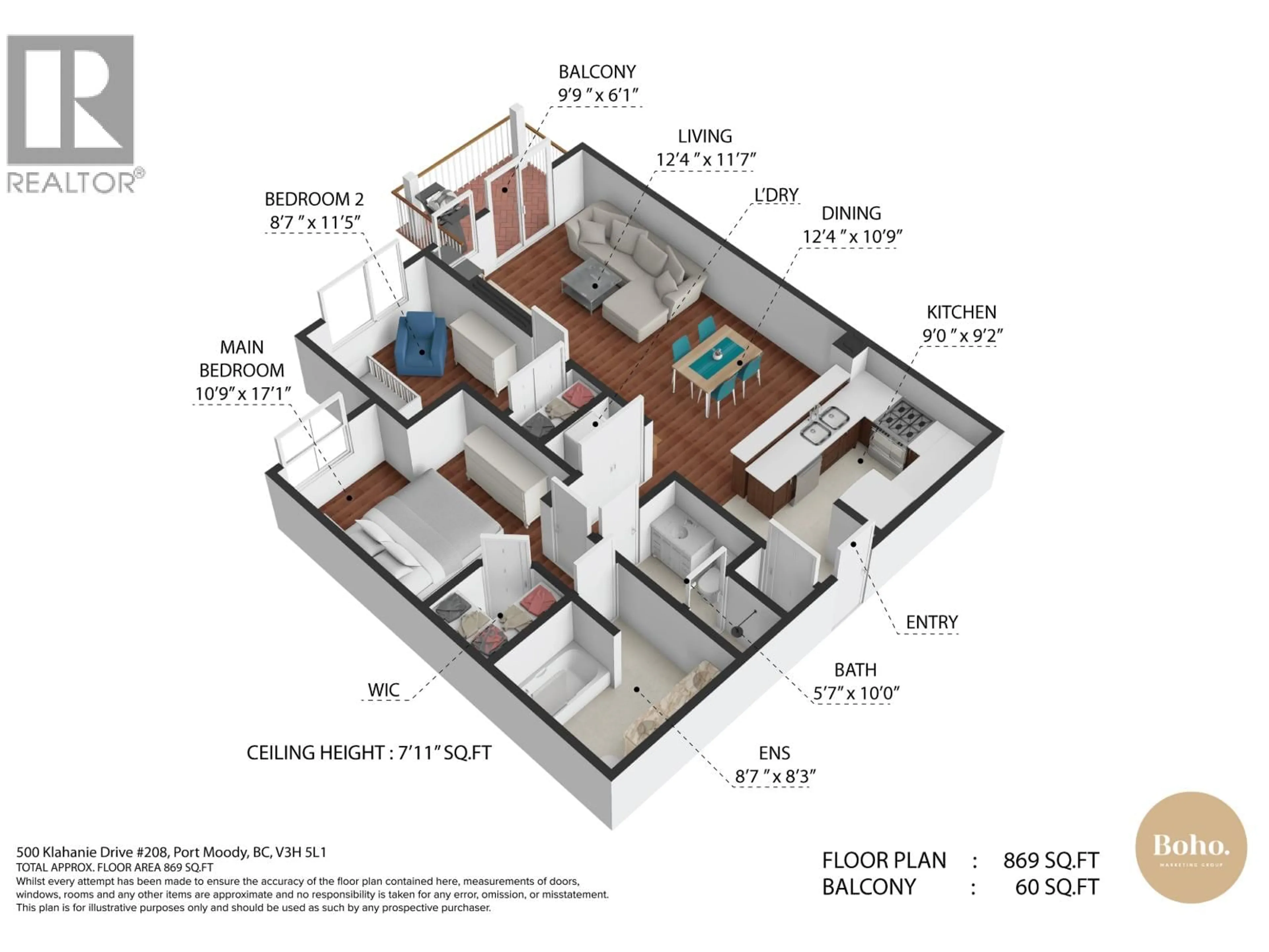 Floor plan for 208 - 500 KLAHANIE DRIVE, Port Moody British Columbia V3H5L1