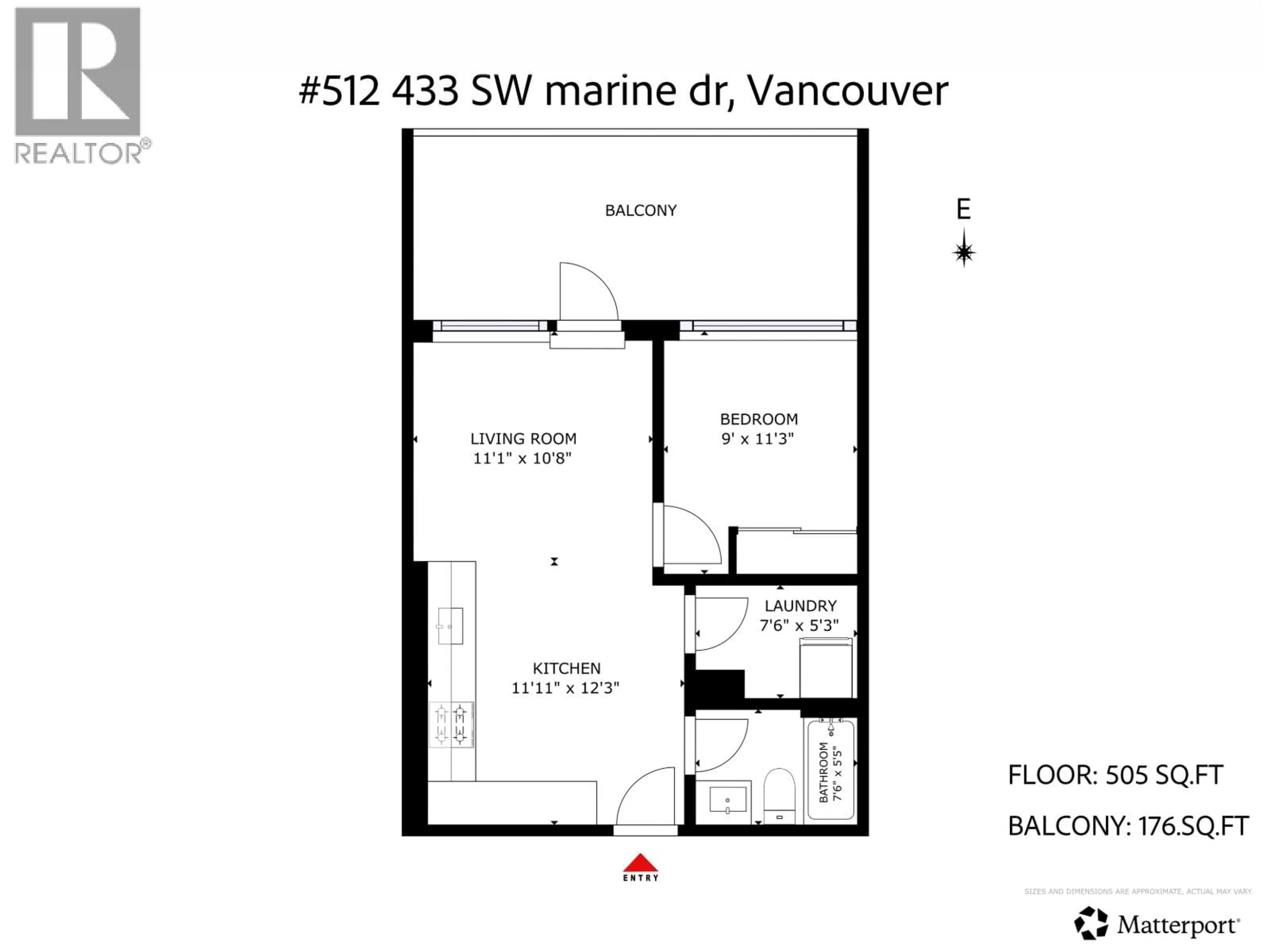 Floor plan for 512 - 433 MARINE DRIVE, Vancouver British Columbia V5X0H5