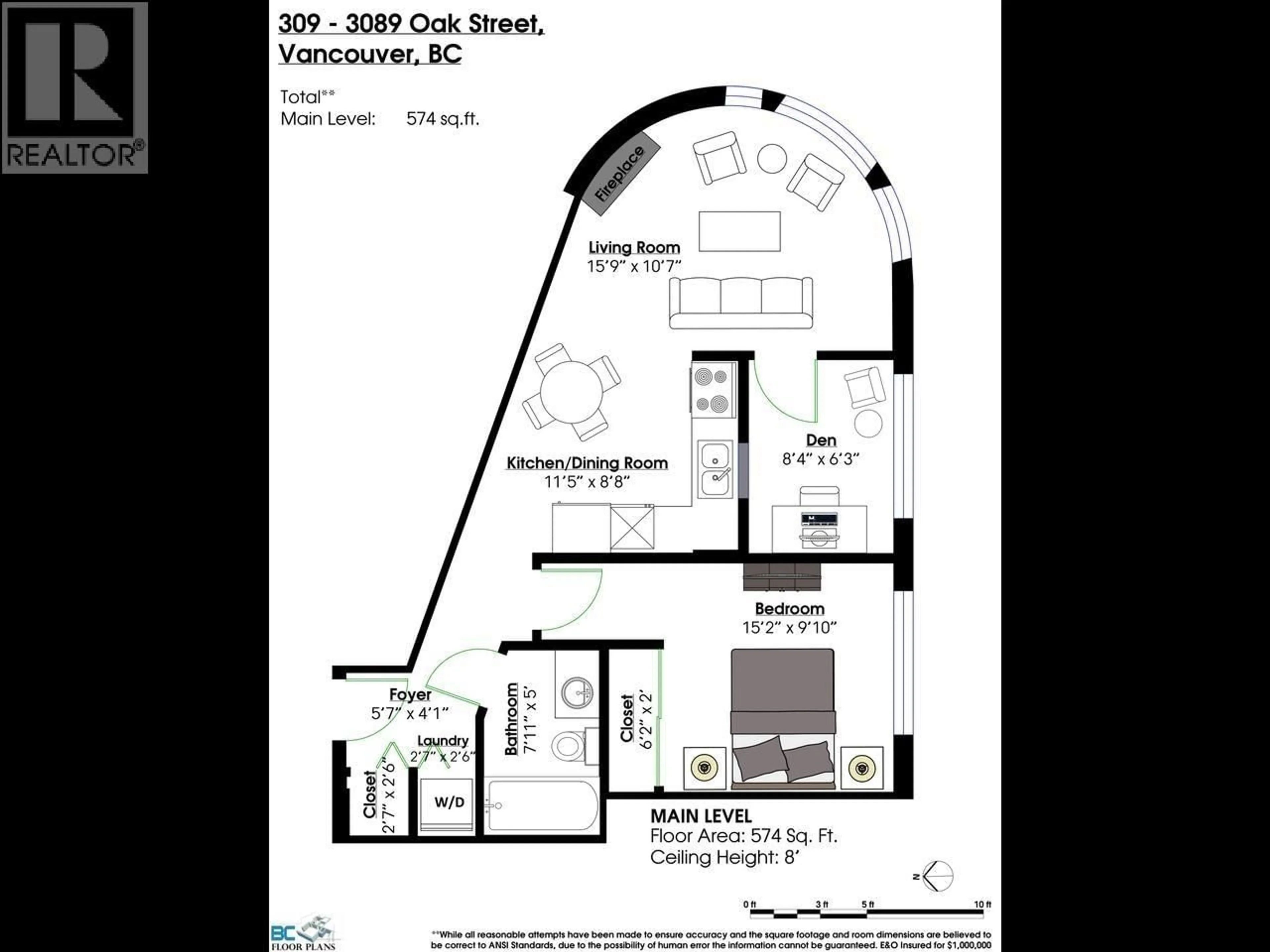 Floor plan for 309 - 3089 OAK STREET, Vancouver British Columbia V6H2K8