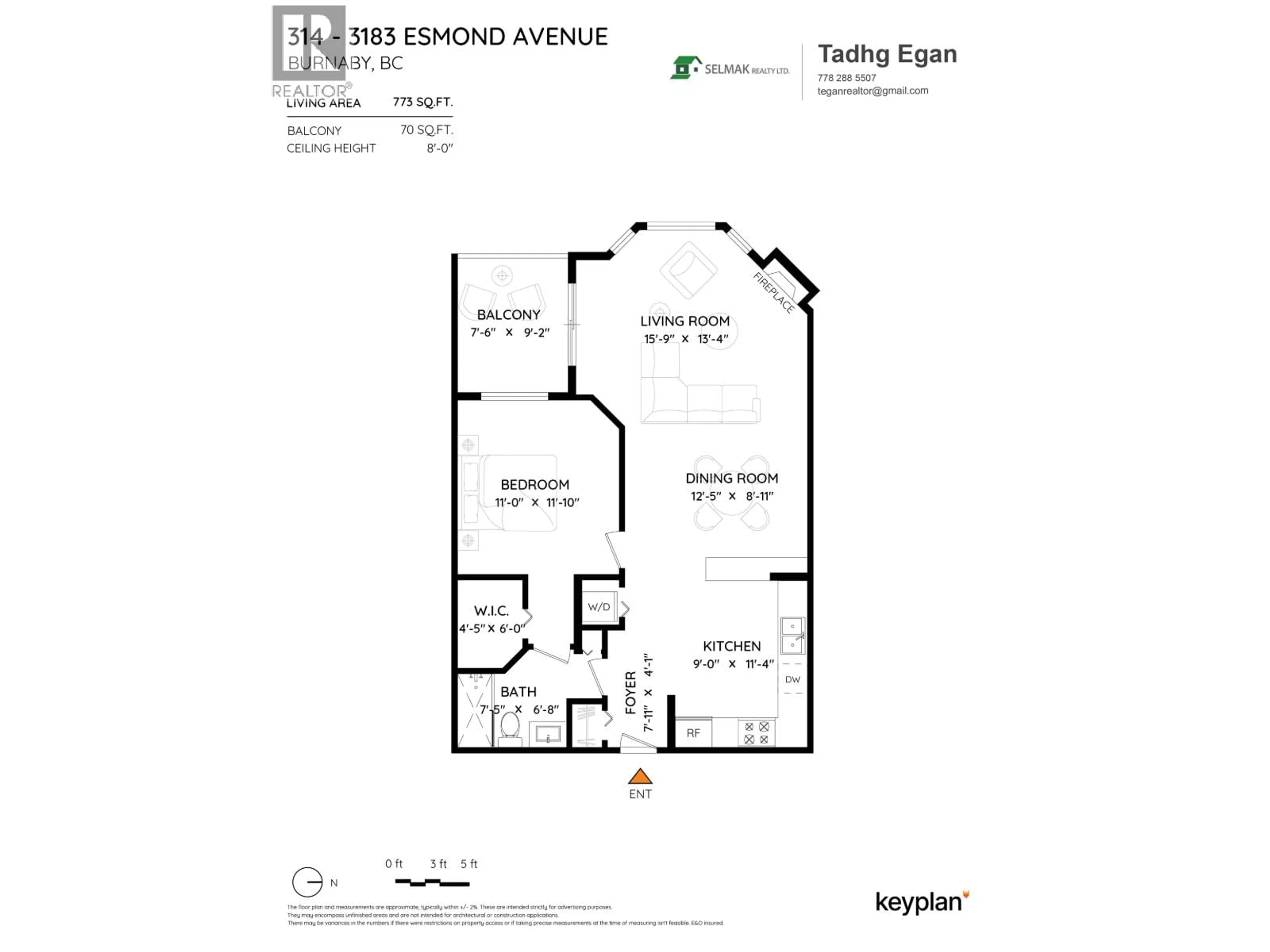 Floor plan for 314 - 3183 ESMOND AVENUE, Burnaby British Columbia V5G4V6