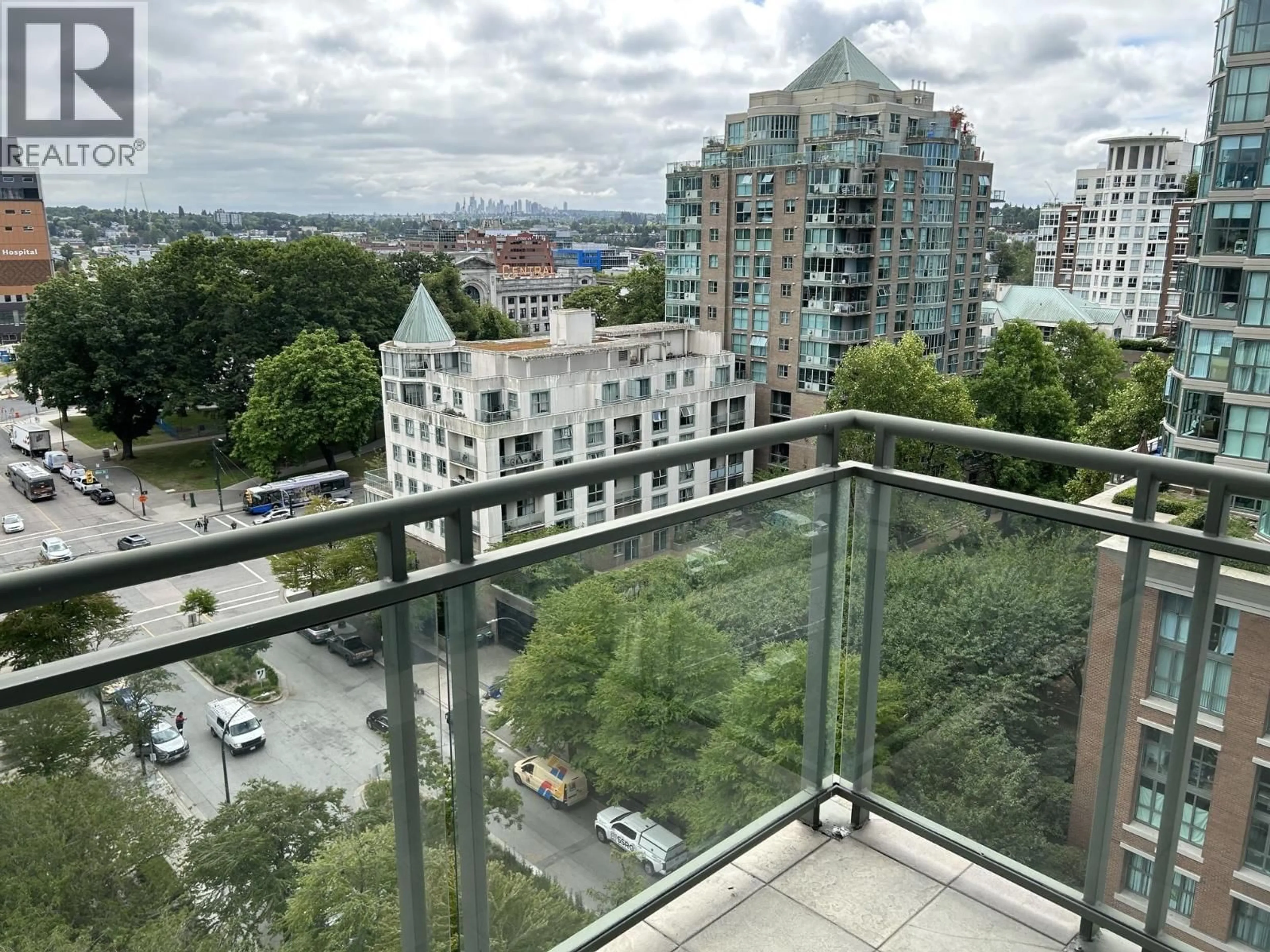 Balcony in the apartment, city buildings view from balcony for 1102 - 1088 QUEBEC STREET, Vancouver British Columbia V6A4H2