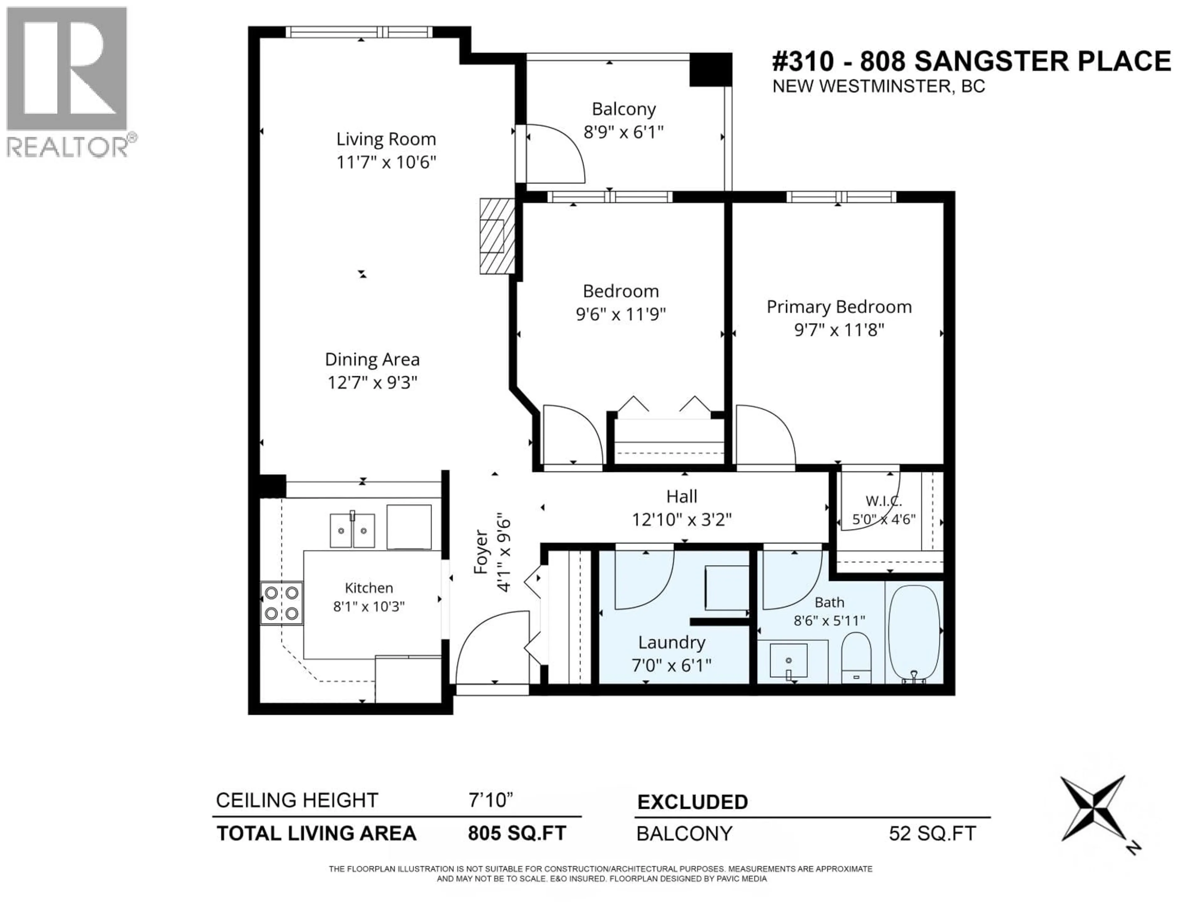 Floor plan for 310 - 808 SANGSTER PLACE, New Westminster British Columbia V3L5W3