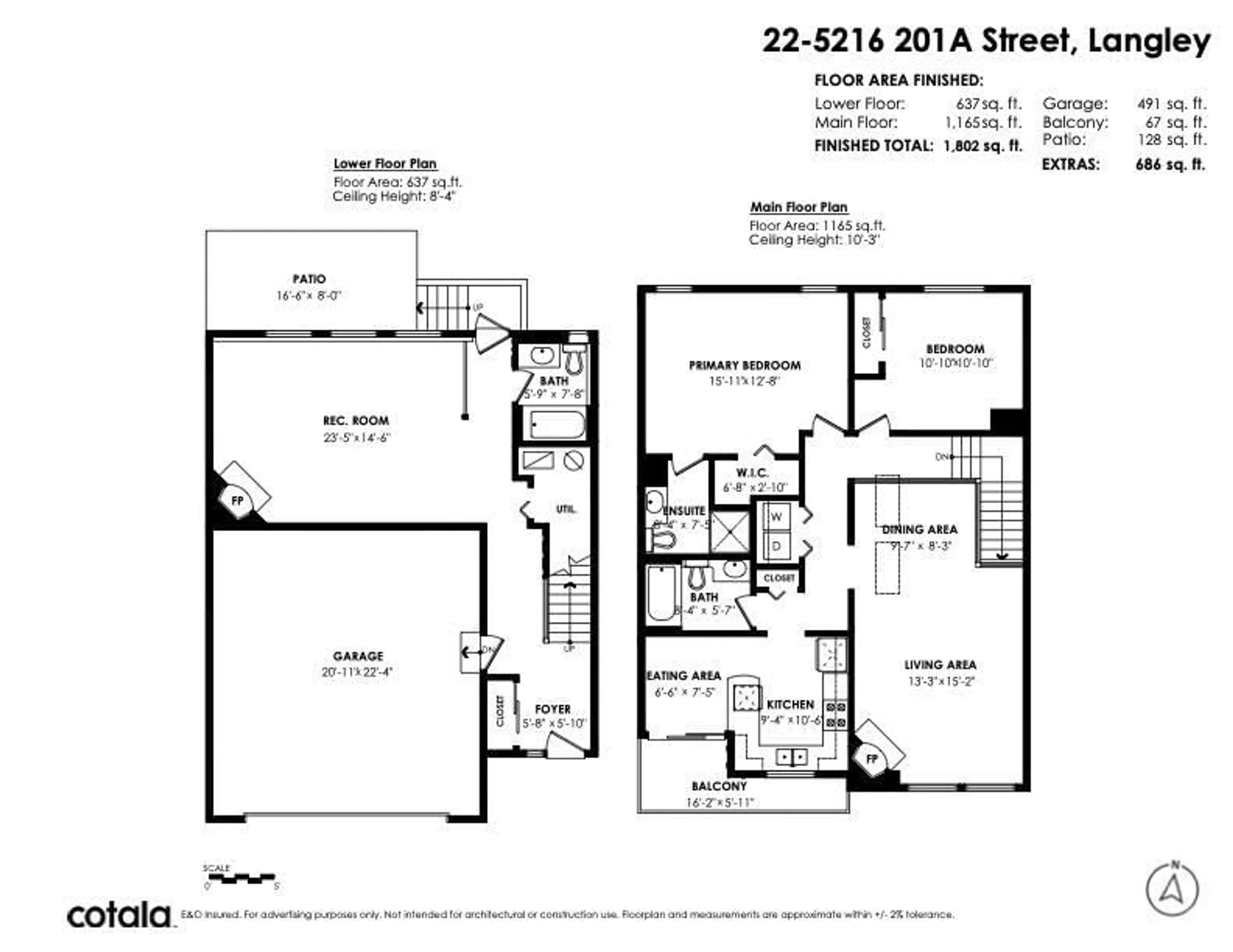 Floor plan for 22 - 5216 201A STREET, Langley British Columbia V3A1S4