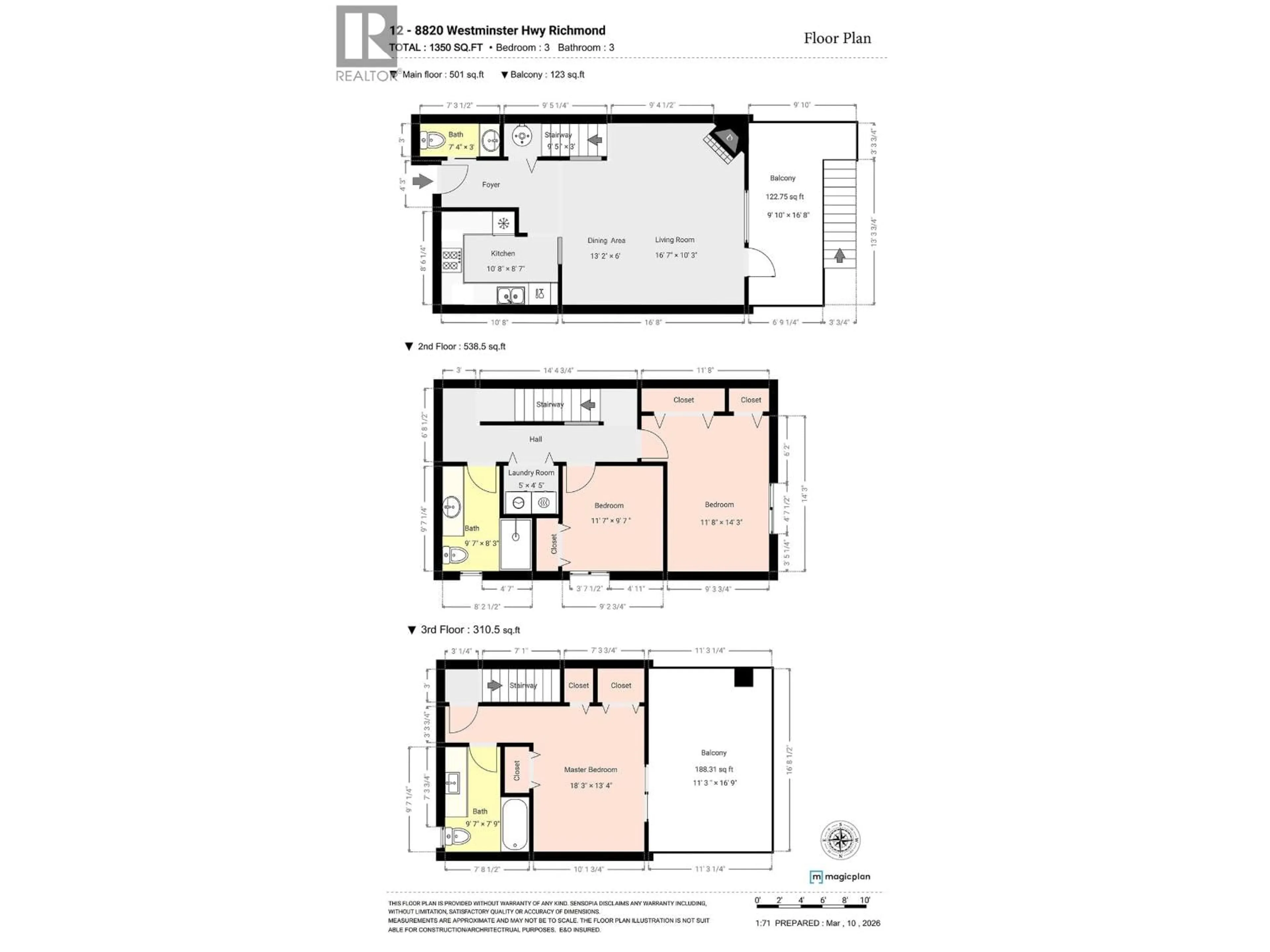 Floor plan for 12 - 8820 WESTMINSTER HIGHWAY, Richmond British Columbia V6X1A8