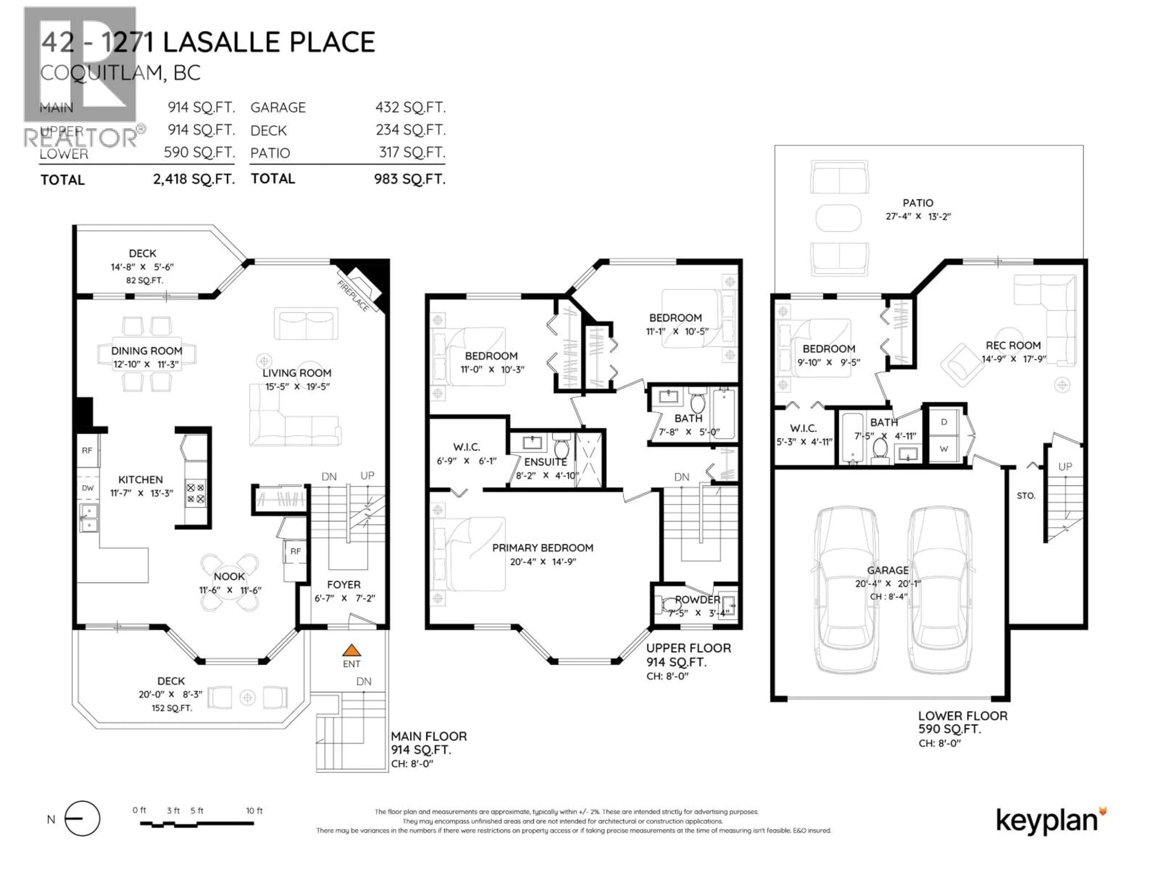 Floor plan for 42 - 1271 LASALLE PLACE, Coquitlam British Columbia V3B7C8