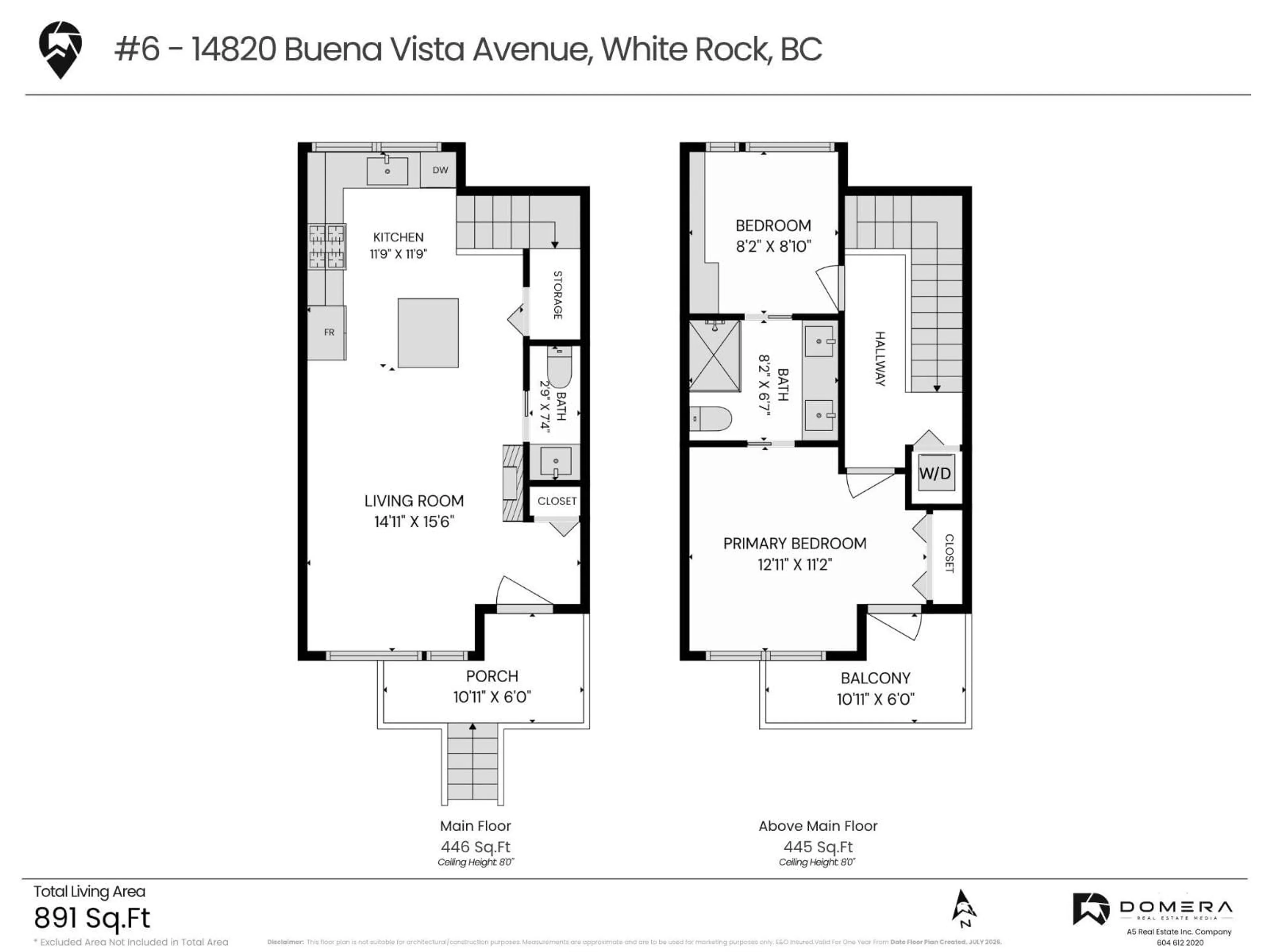 Floor plan for 6 - 14820 BUENA VISTA AVENUE, White Rock British Columbia V4B0B3