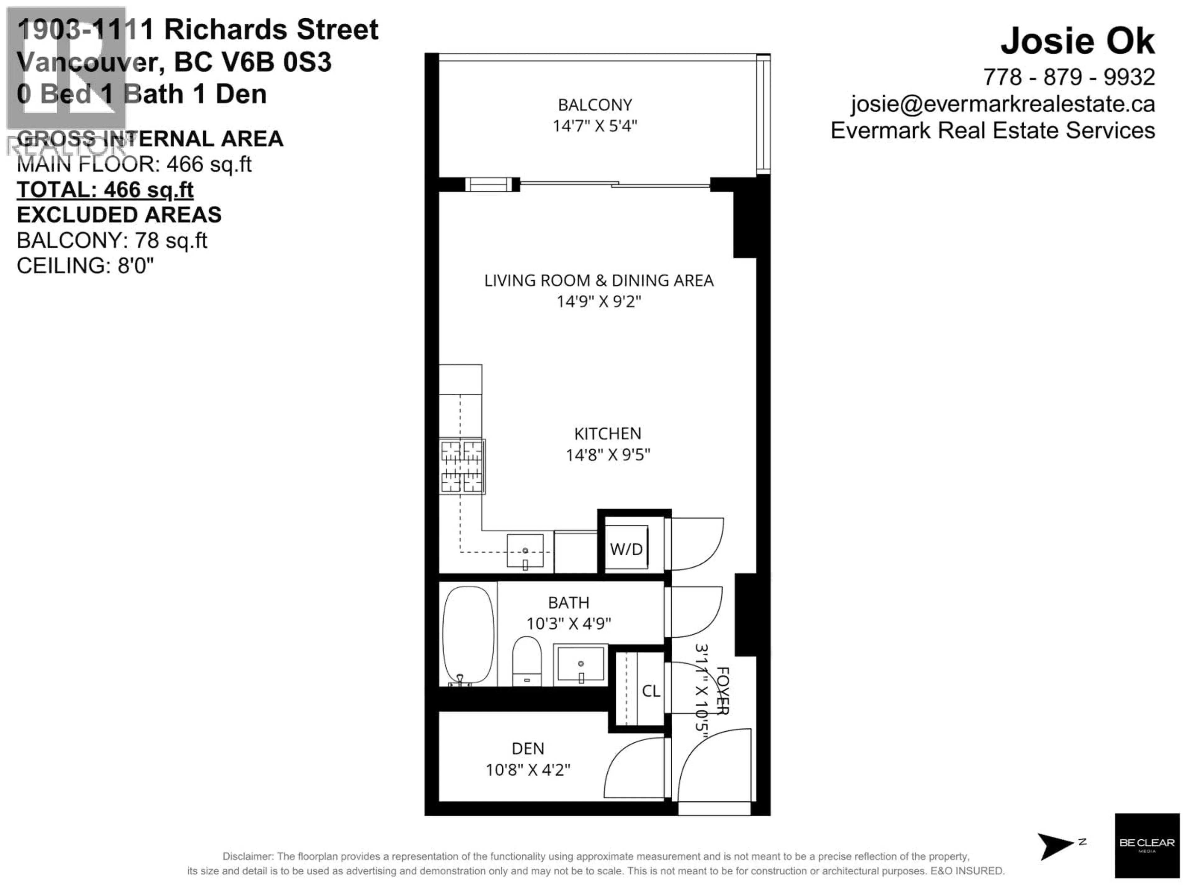 Floor plan for 1903 - 1111 RICHARDS STREET, Vancouver British Columbia V6B0S3
