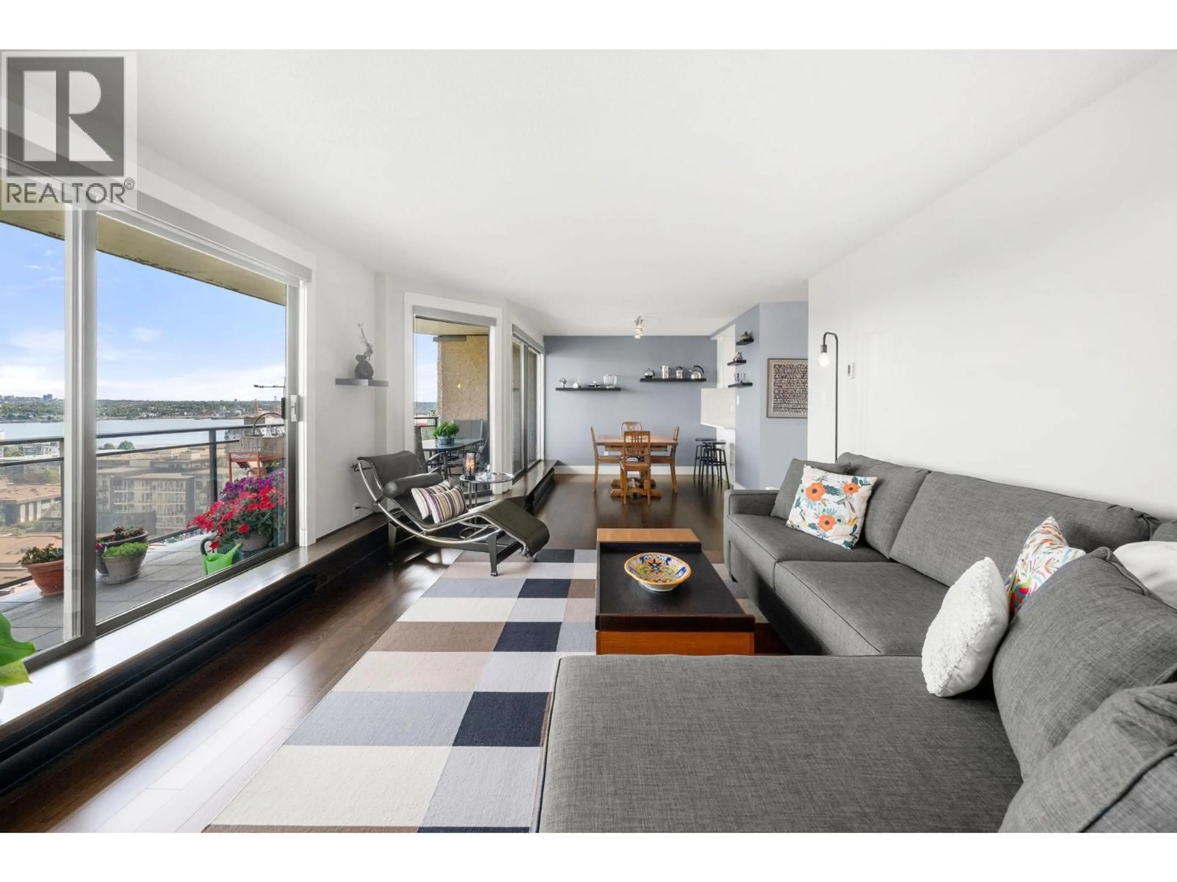 Living room with furniture, wood/laminate floor for 1101 - 444 LONSDALE AVENUE, North Vancouver British Columbia V7M3H5
