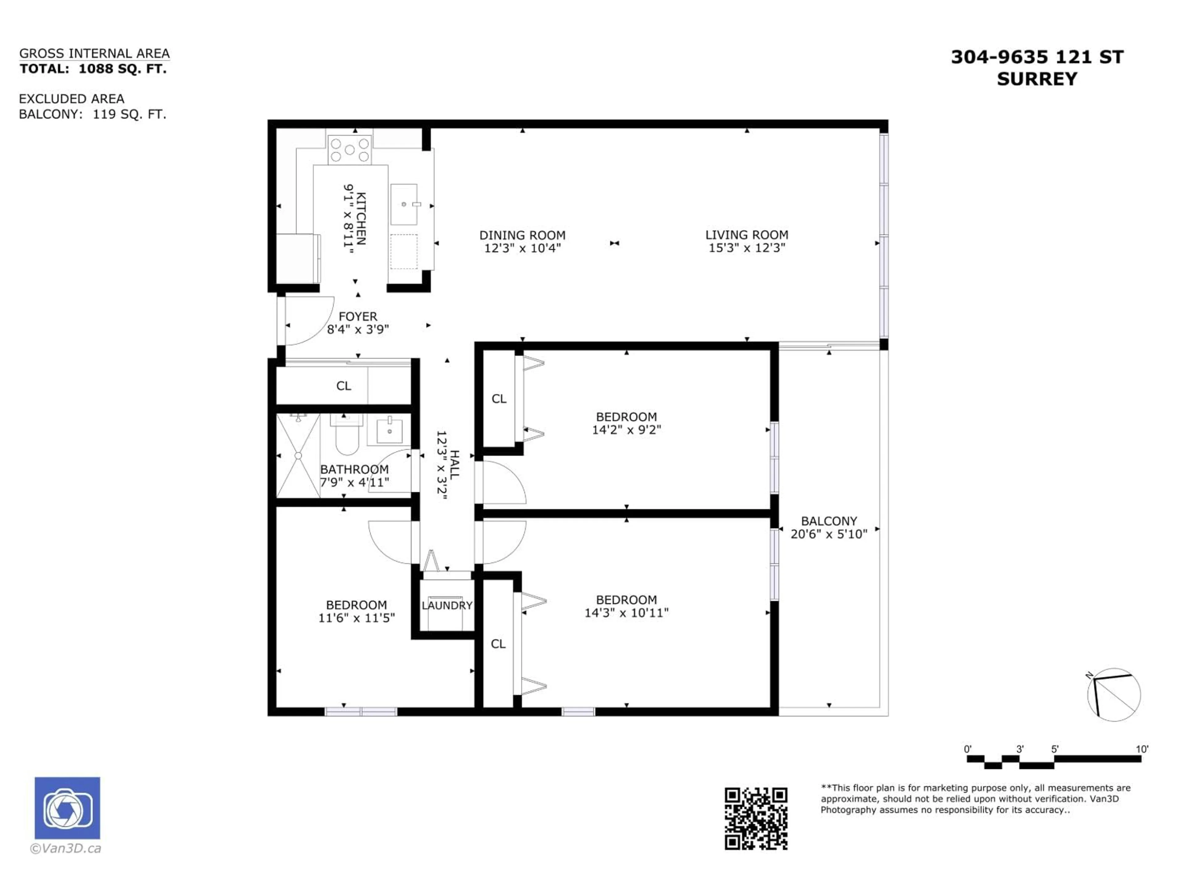 Floor plan for 304 - 9635 121 STREET, Surrey British Columbia V3V7L8
