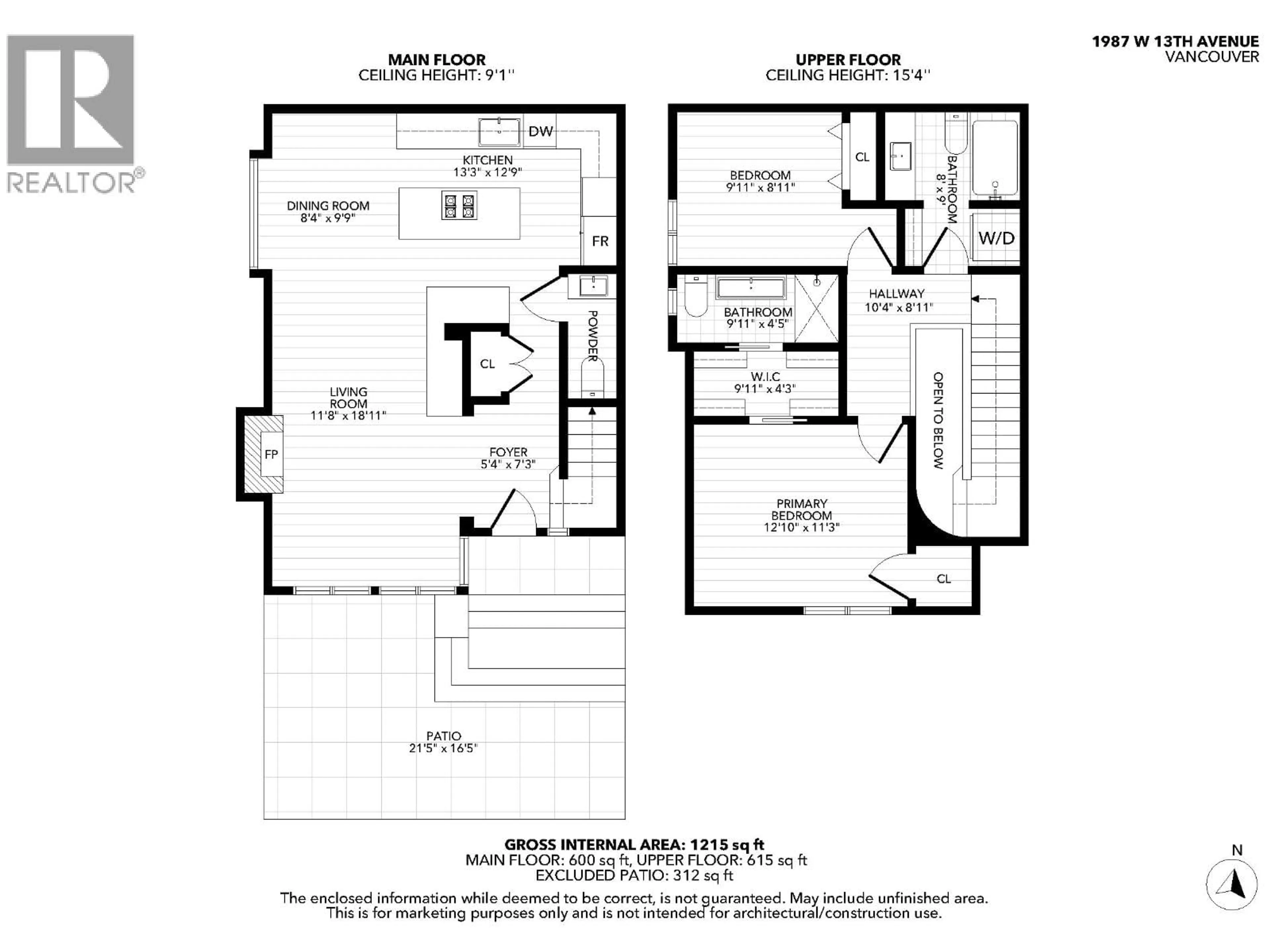 Floor plan for 1987 13TH AVENUE, Vancouver British Columbia V6J2H5
