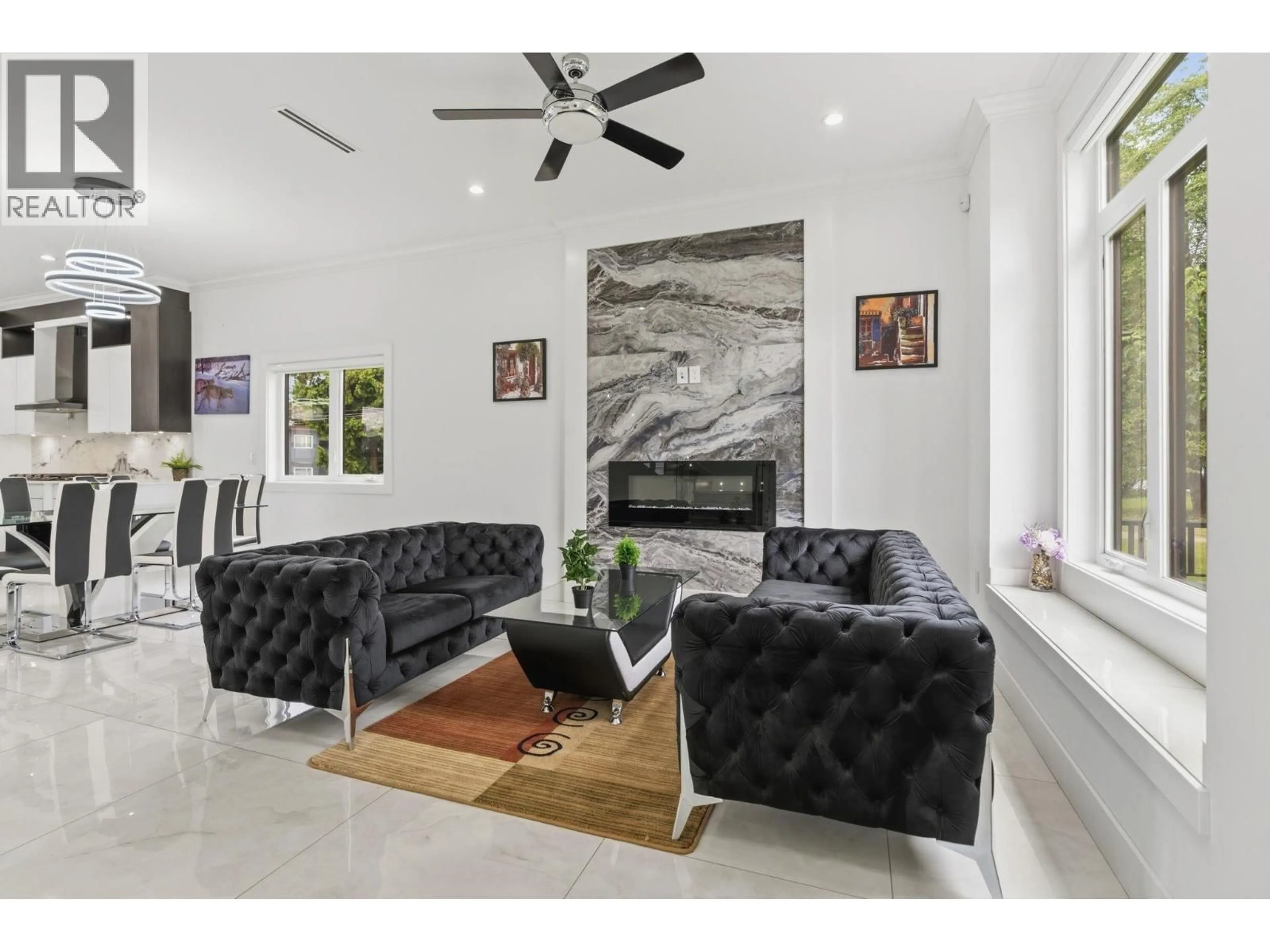 Living room with furniture, ceramic/tile floor for 8378 12TH AVENUE, Burnaby British Columbia V3N2L6