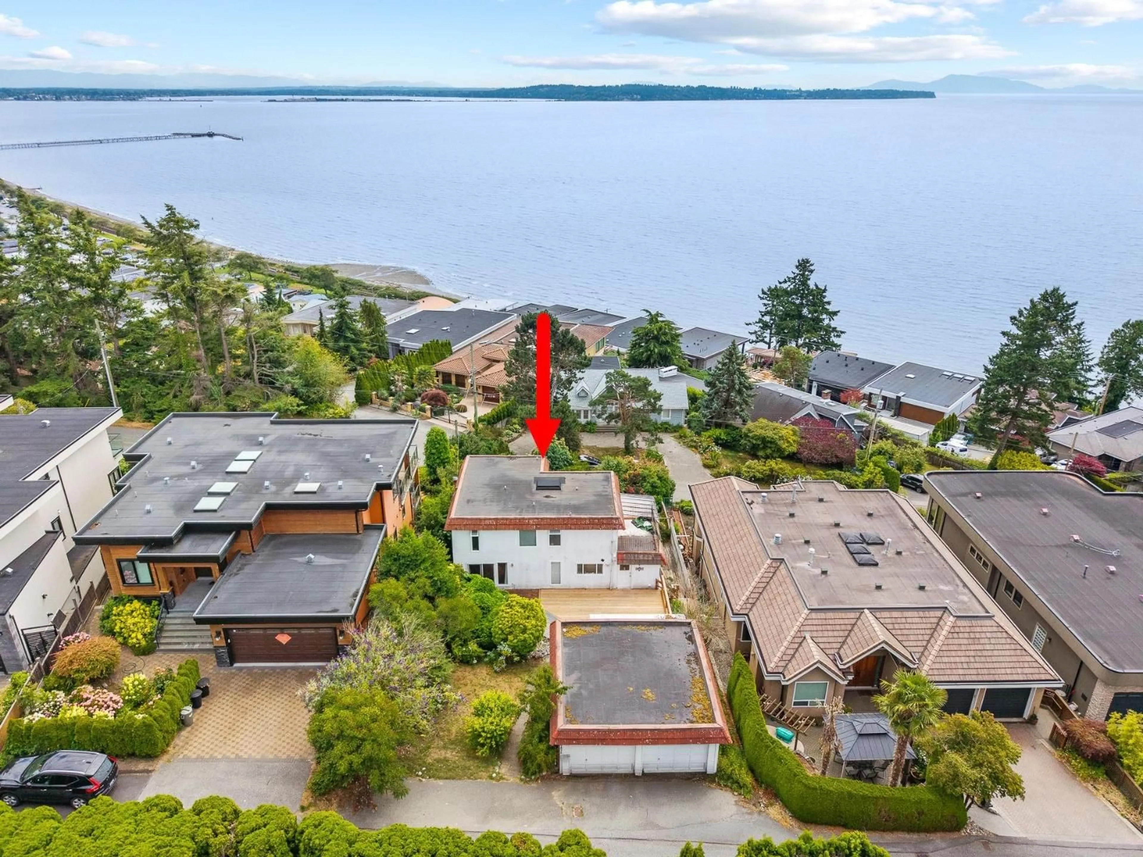 A pic from outside/outdoor area/front of a property/back of a property/a pic from drone, water/lake/river/ocean view for 14471 MAGDALEN CRESCENT, White Rock British Columbia V4B2W1