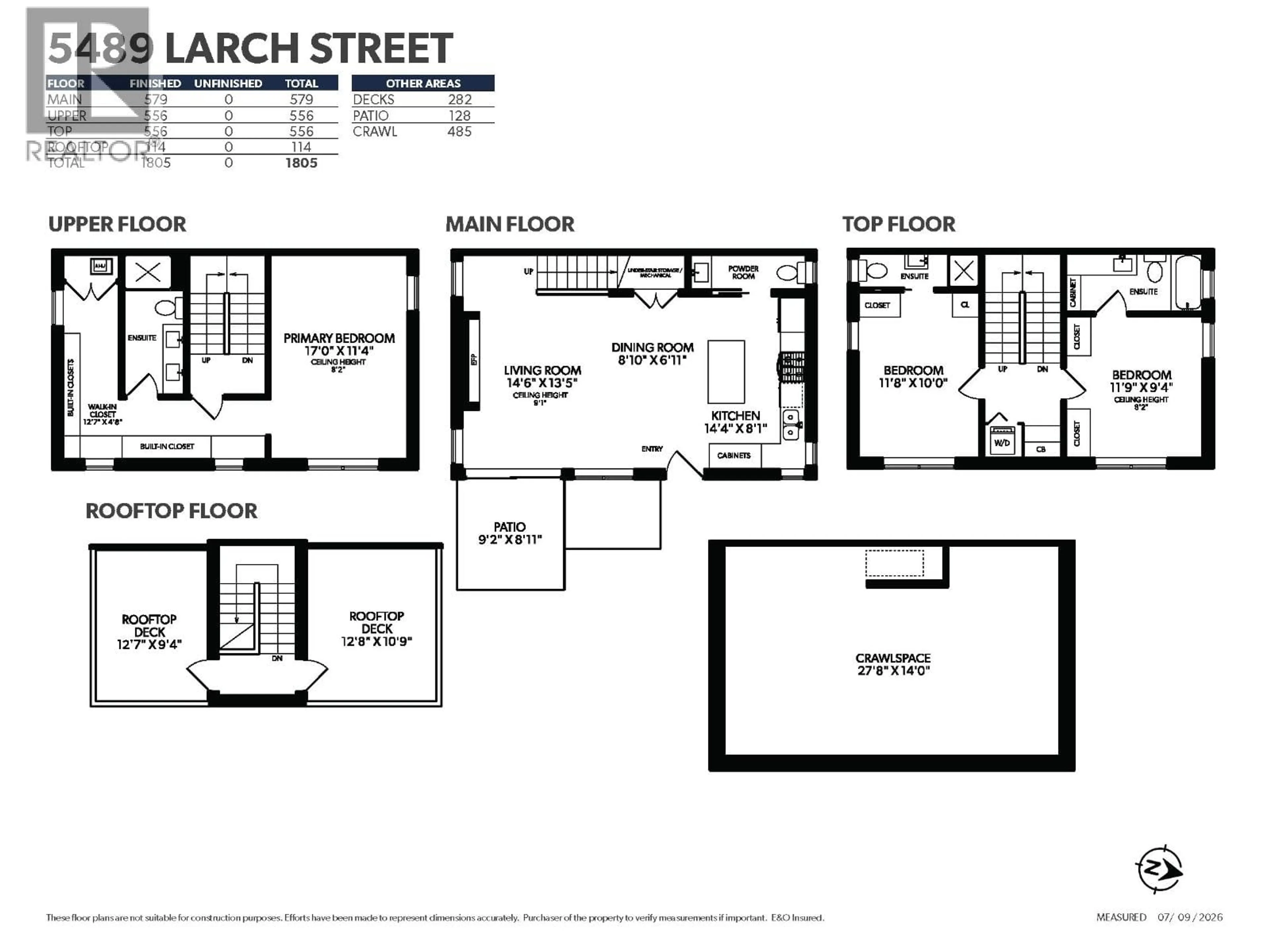 Floor plan for 5489 LARCH STREET, Vancouver British Columbia V6M4C7