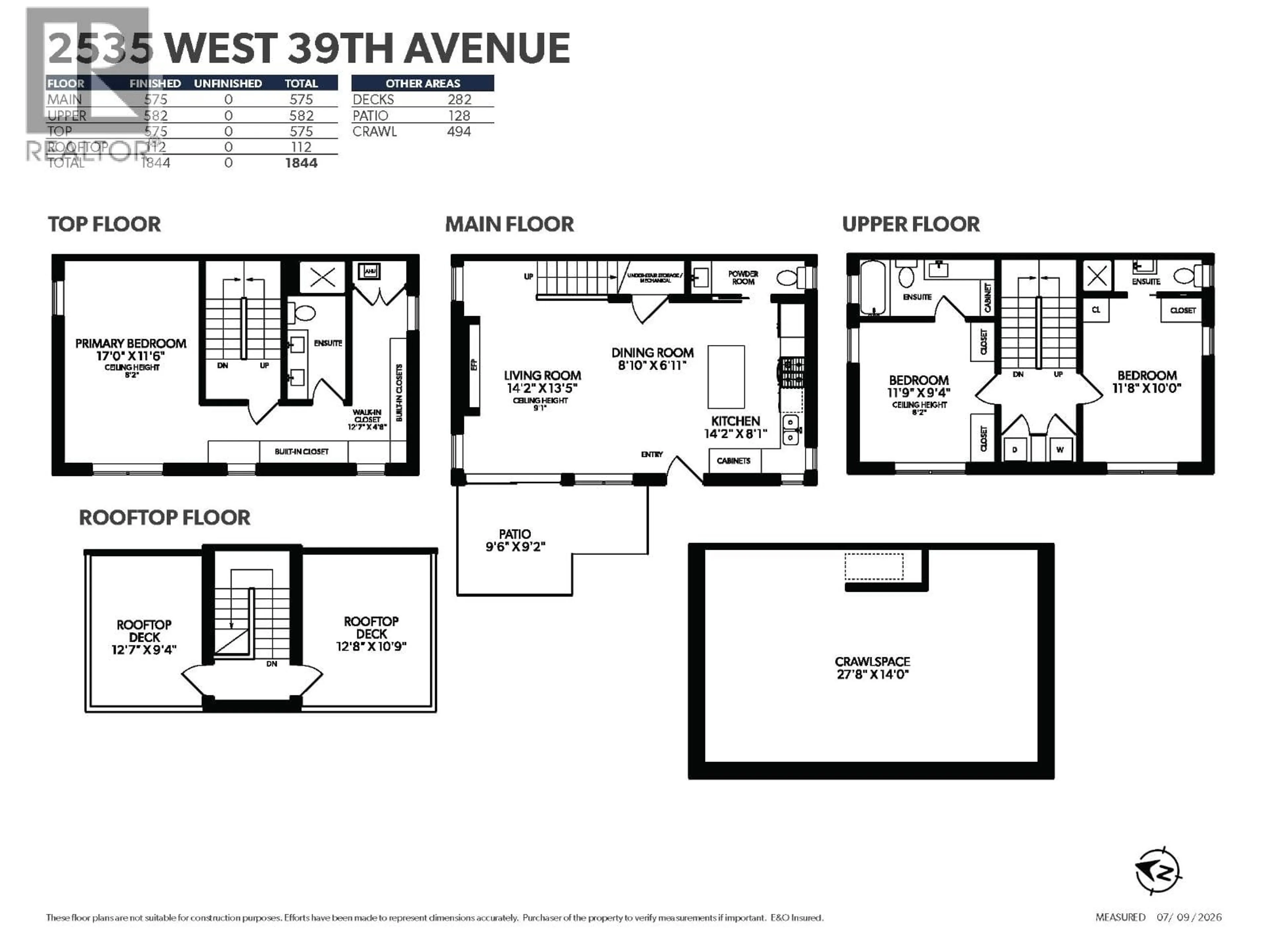 Floor plan for 2535 39TH AVENUE, Vancouver British Columbia V5P2E6