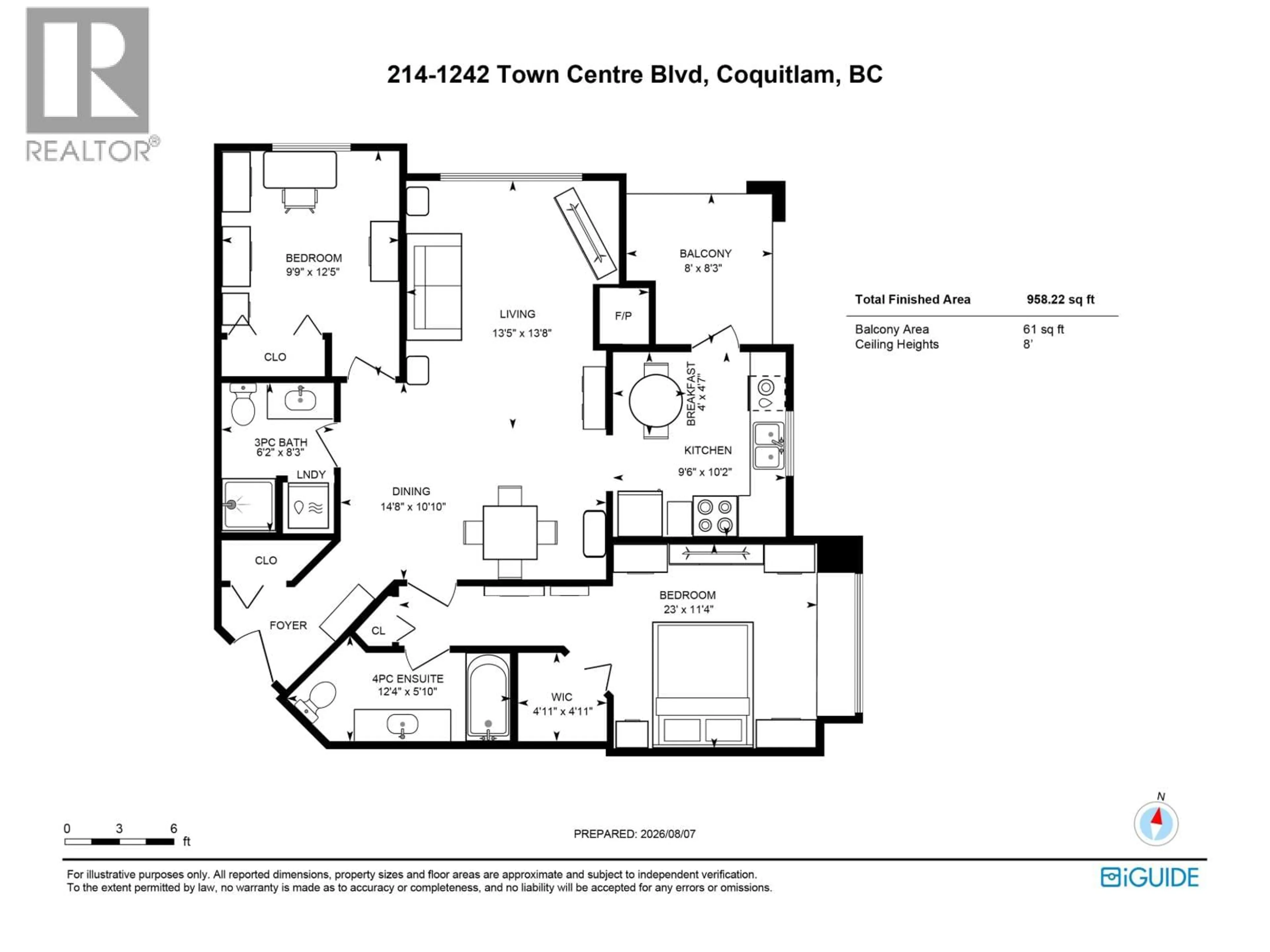 Floor plan for 214 - 1242 TOWN CENTRE BOULEVARD, Coquitlam British Columbia V3B7R6