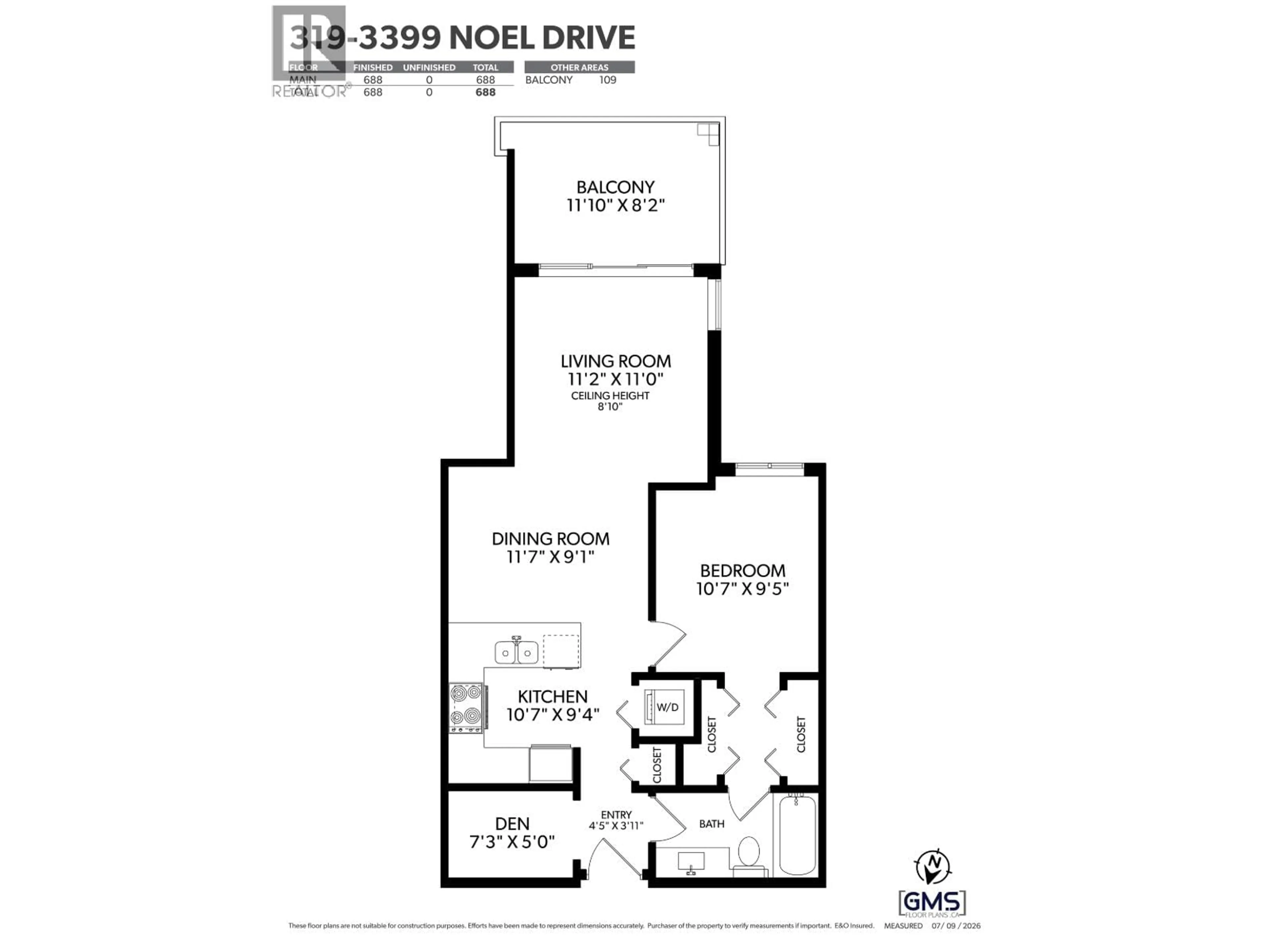 Floor plan for 319 - 3399 NOEL DRIVE, Burnaby British Columbia V3J0G8