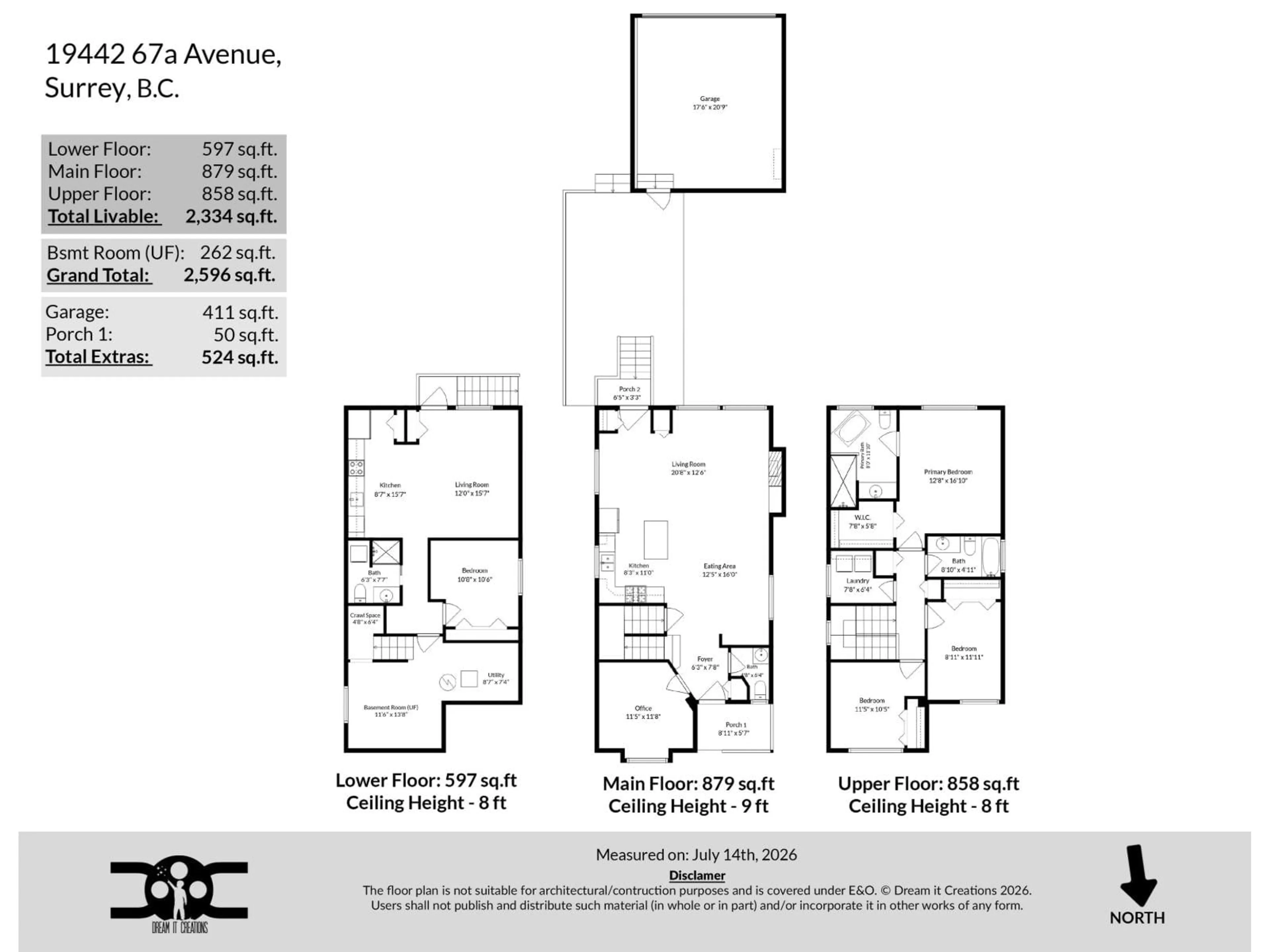 Floor plan for 19442 67A AVENUE, Surrey British Columbia V4N5T4