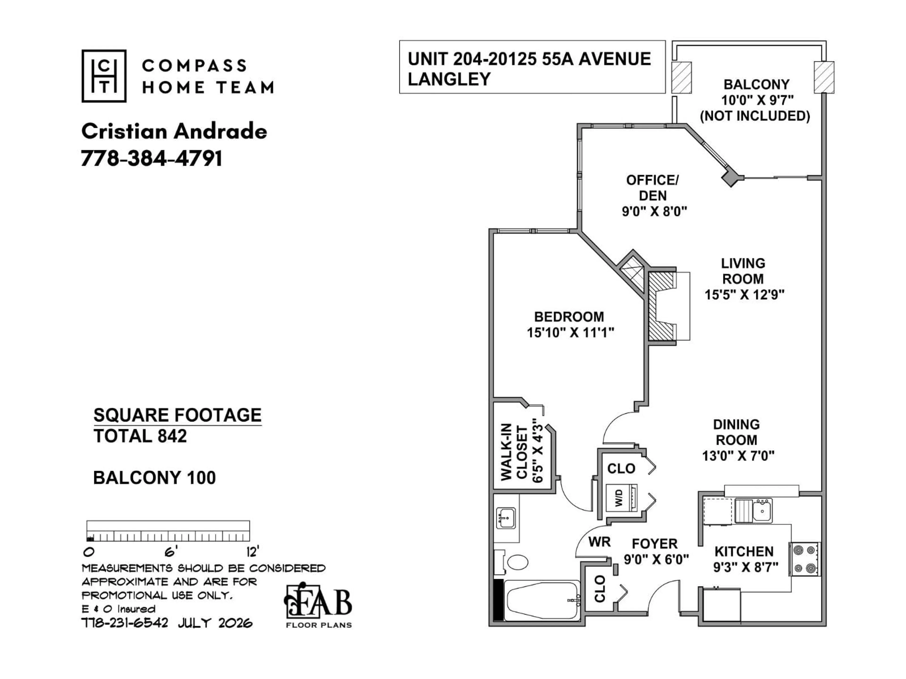 Floor plan for 204 - 20125 55A AVENUE, Langley British Columbia V3A8L6