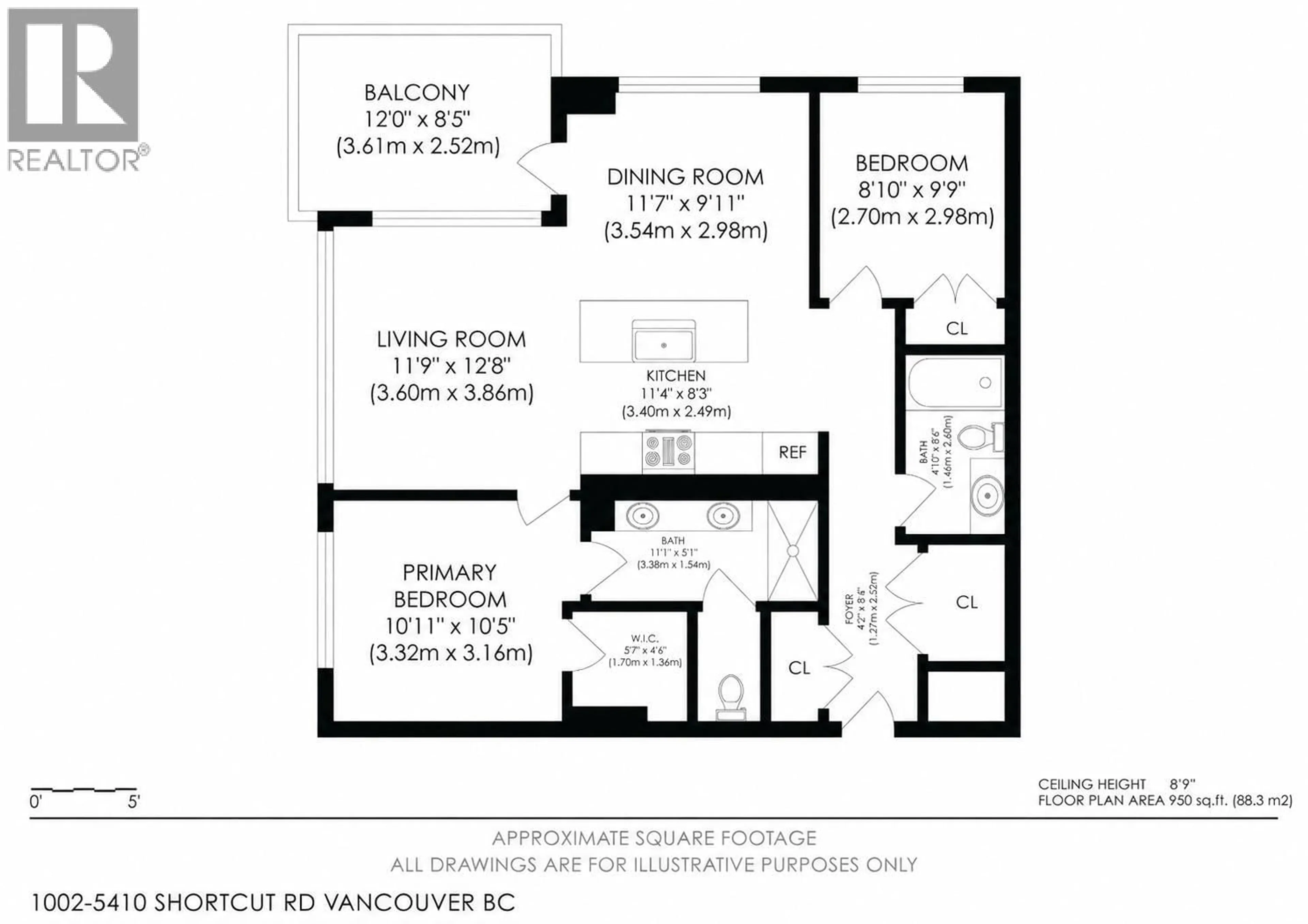 Floor plan for 1002 - 5410 SHORTCUT ROAD, Vancouver British Columbia V6T0C8