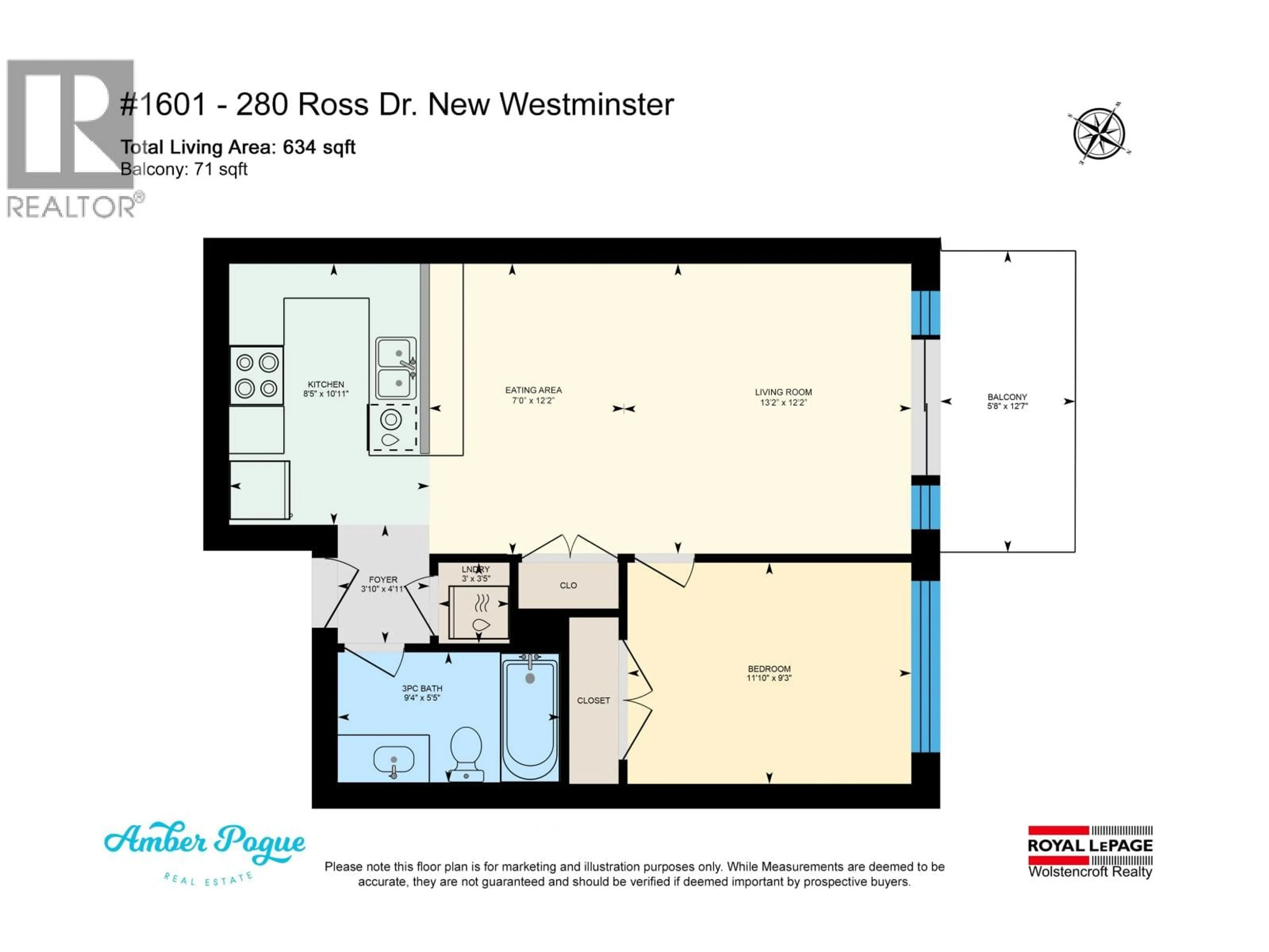 Floor plan for 1601 - 280 ROSS DRIVE, New Westminster British Columbia V3L0C2