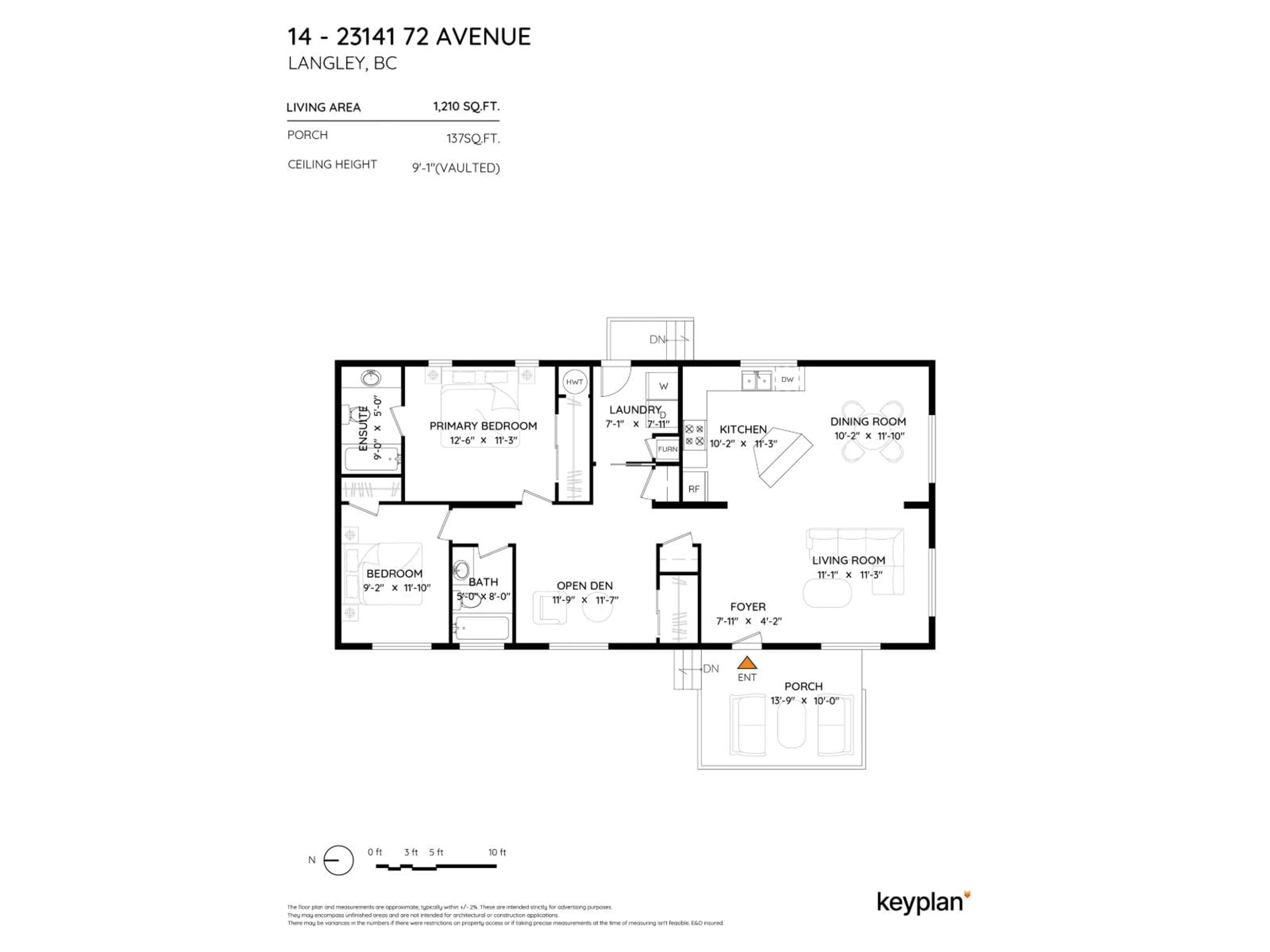 Floor plan for 14 - 23141 72 AVENUE, Langley British Columbia V2Y2R9