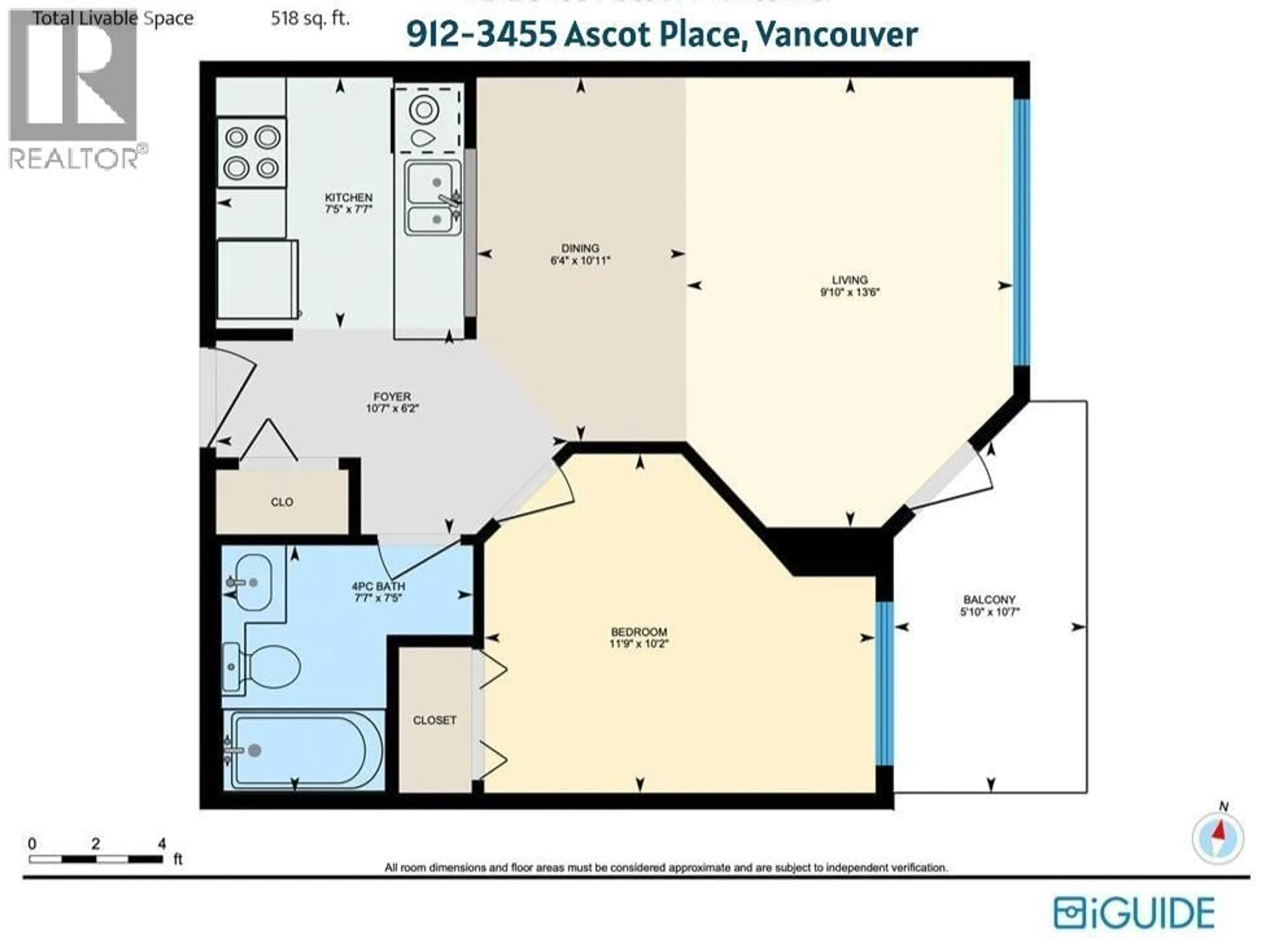 Floor plan for 912 - 3455 ASCOT PLACE, Vancouver British Columbia V5R6B7