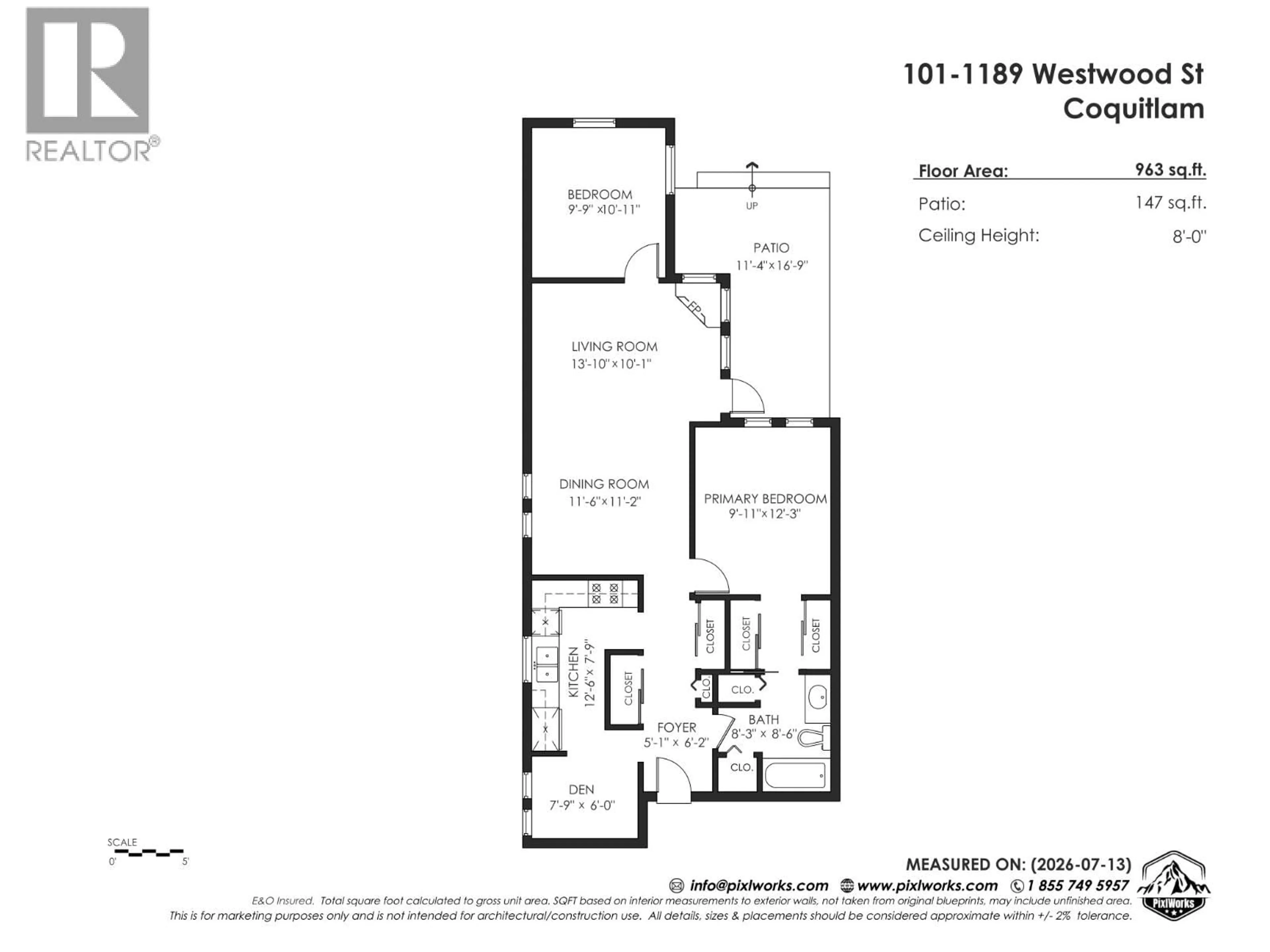 Floor plan for 101 - 1189 WESTWOOD STREET, Coquitlam British Columbia V3B7P5