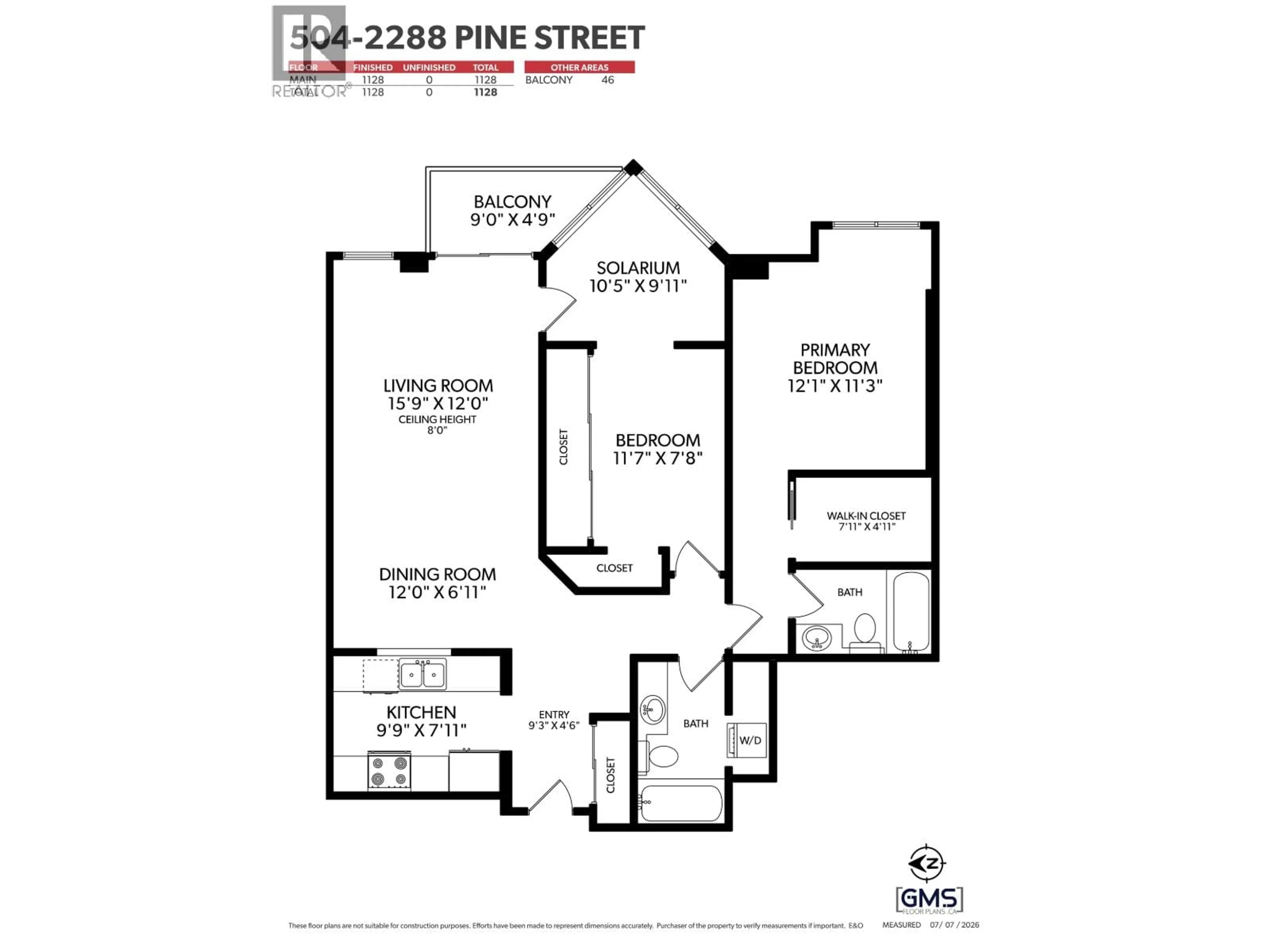 Floor plan for 504 - 2288 PINE STREET, Vancouver British Columbia V6J5G4
