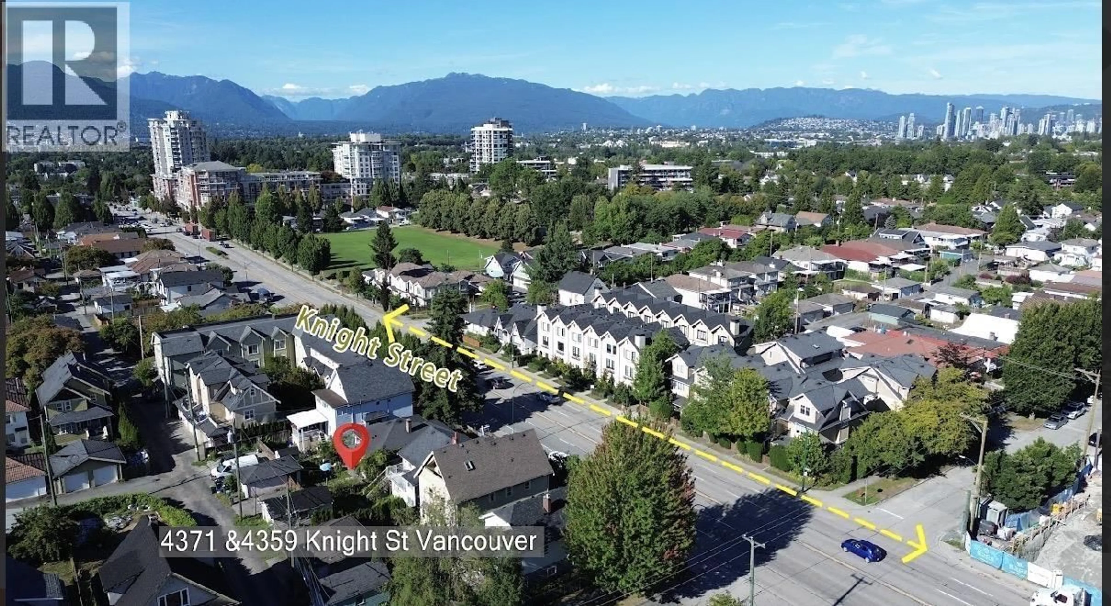 A pic from outside/outdoor area/front of a property/back of a property/a pic from drone, mountain view for 4371 KNIGHT STREET, Vancouver British Columbia V5N3M4