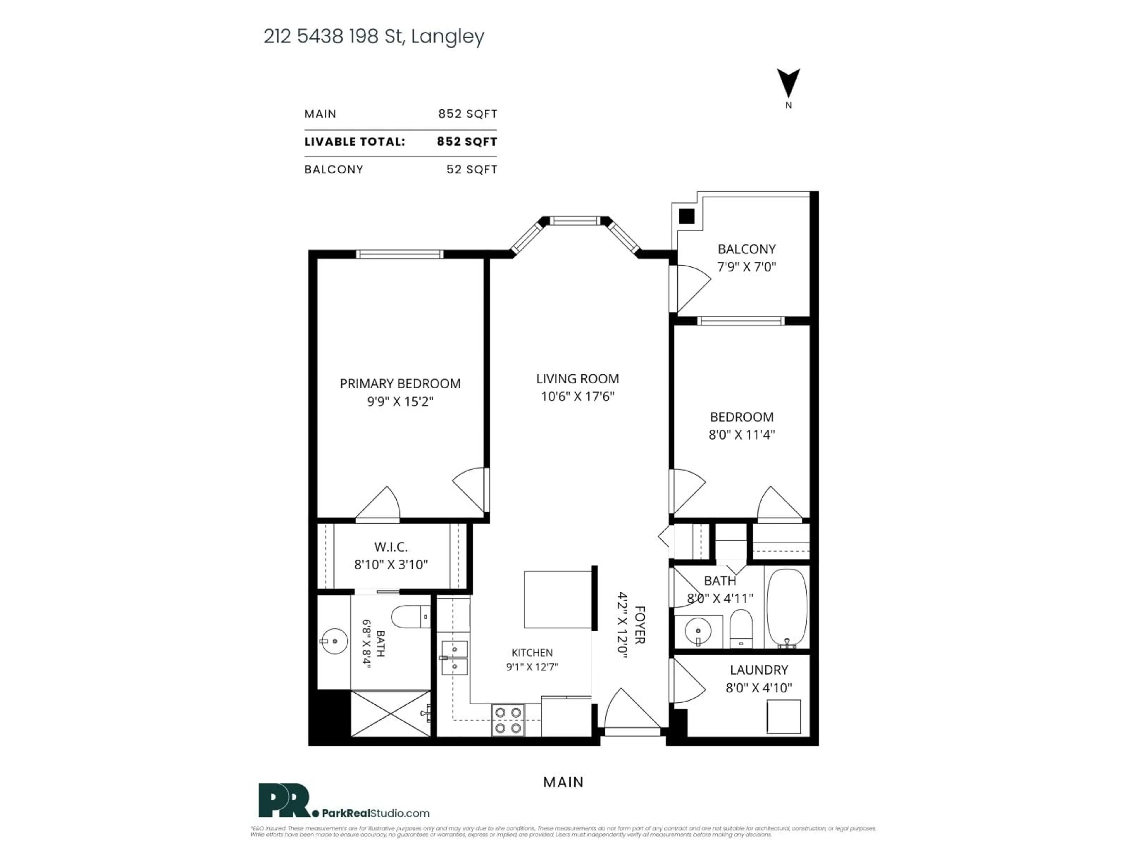 Floor plan for 212 - 5438 198 STREET, Langley British Columbia V3A1G2