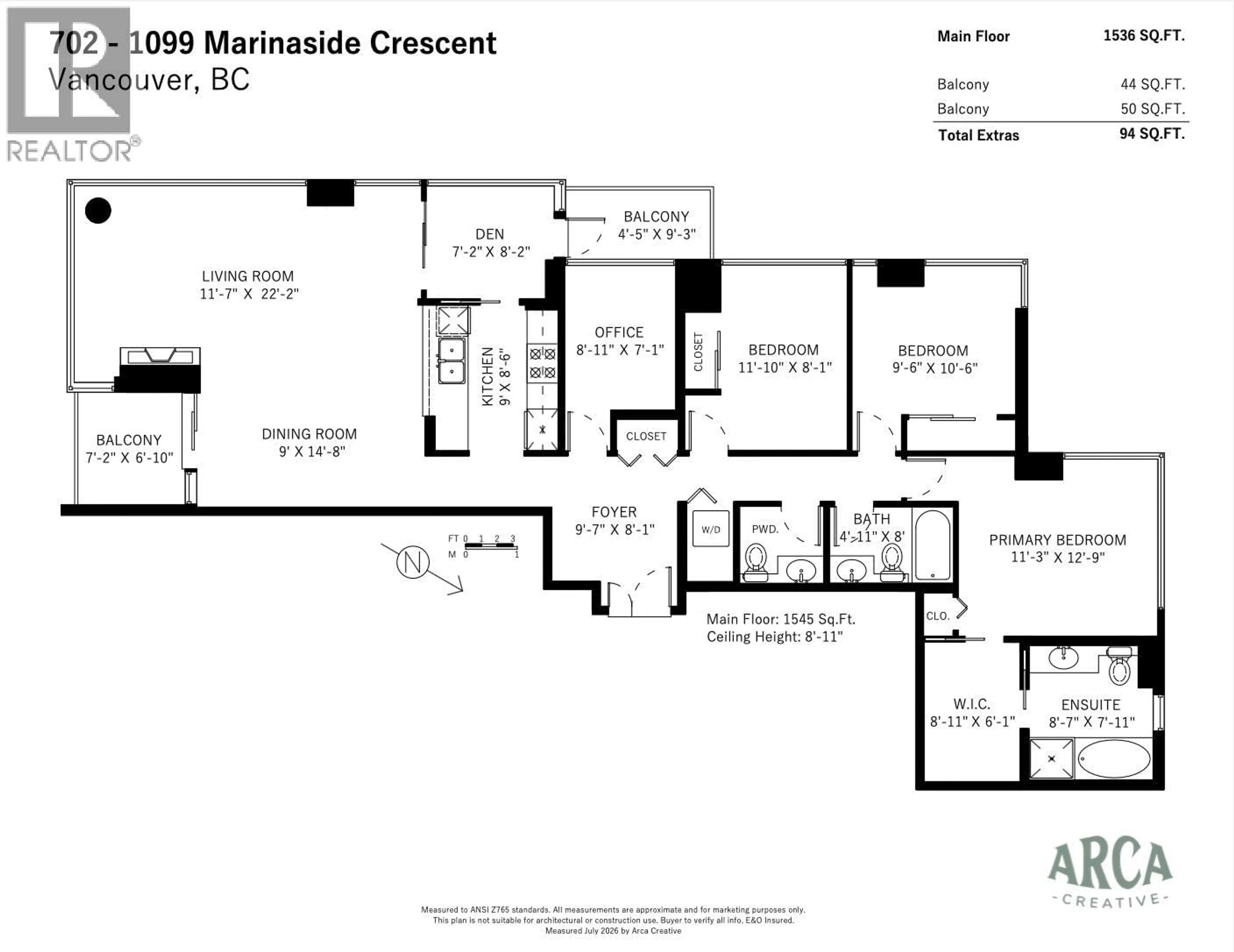 Floor plan for 702 - 1099 MARINASIDE CRESCENT, Vancouver British Columbia V6Z2Z3