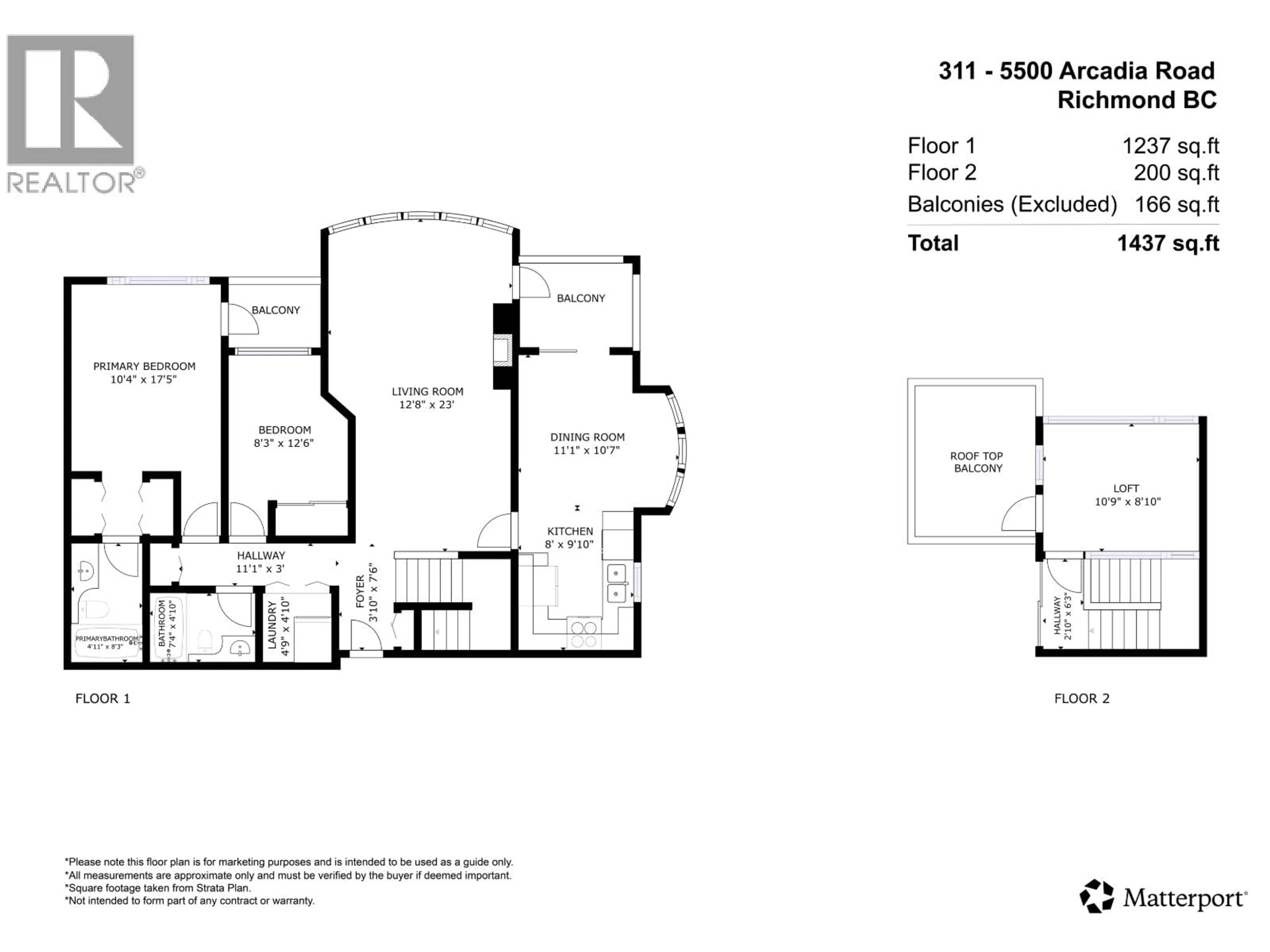 Floor plan for 311 - 5500 ARCADIA ROAD, Richmond British Columbia V6X3P5