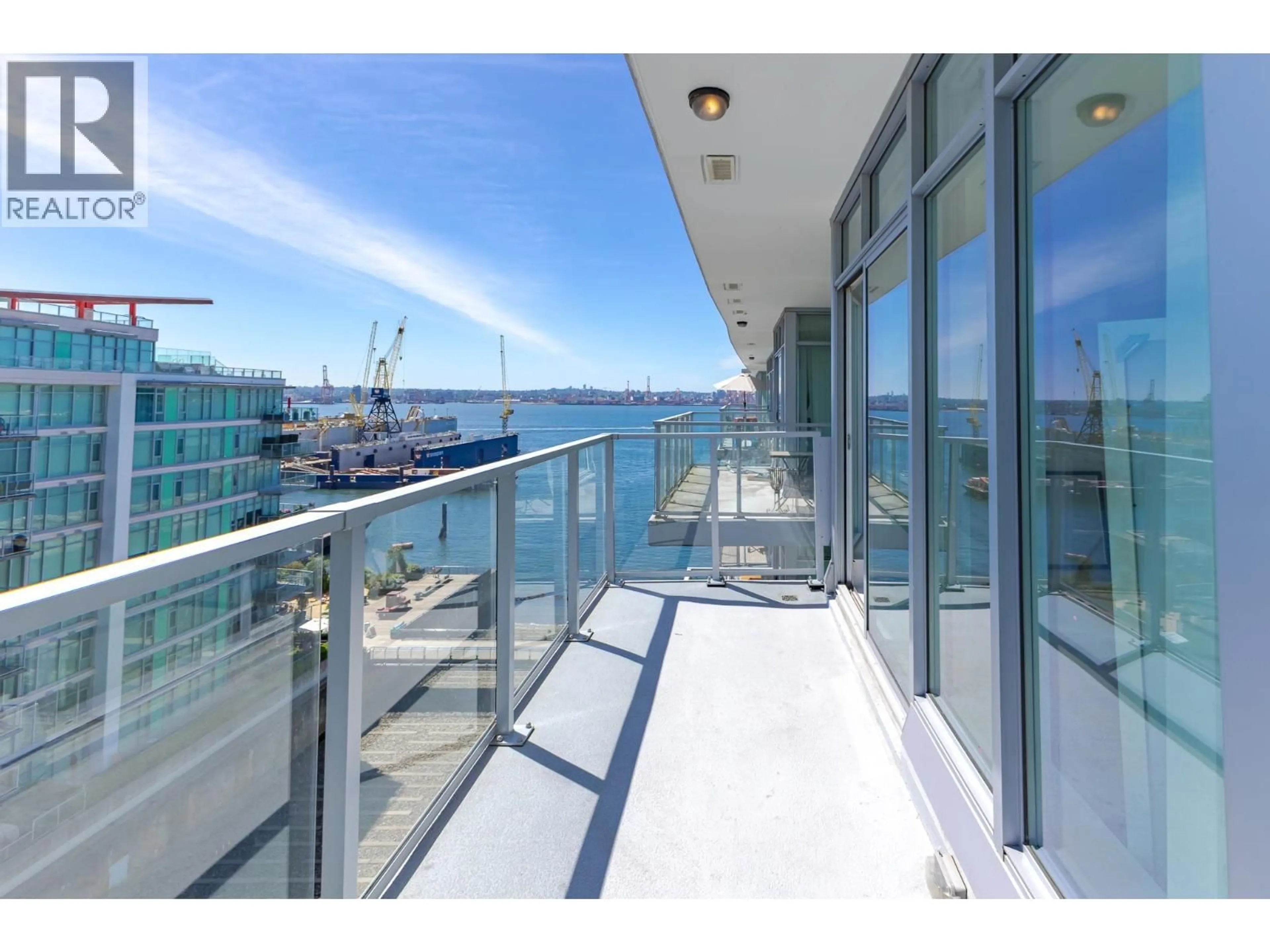 Balcony in the apartment, water/lake/river/ocean view for 901 - 175 VICTORY SHIP WAY, North Vancouver British Columbia V7L0G1