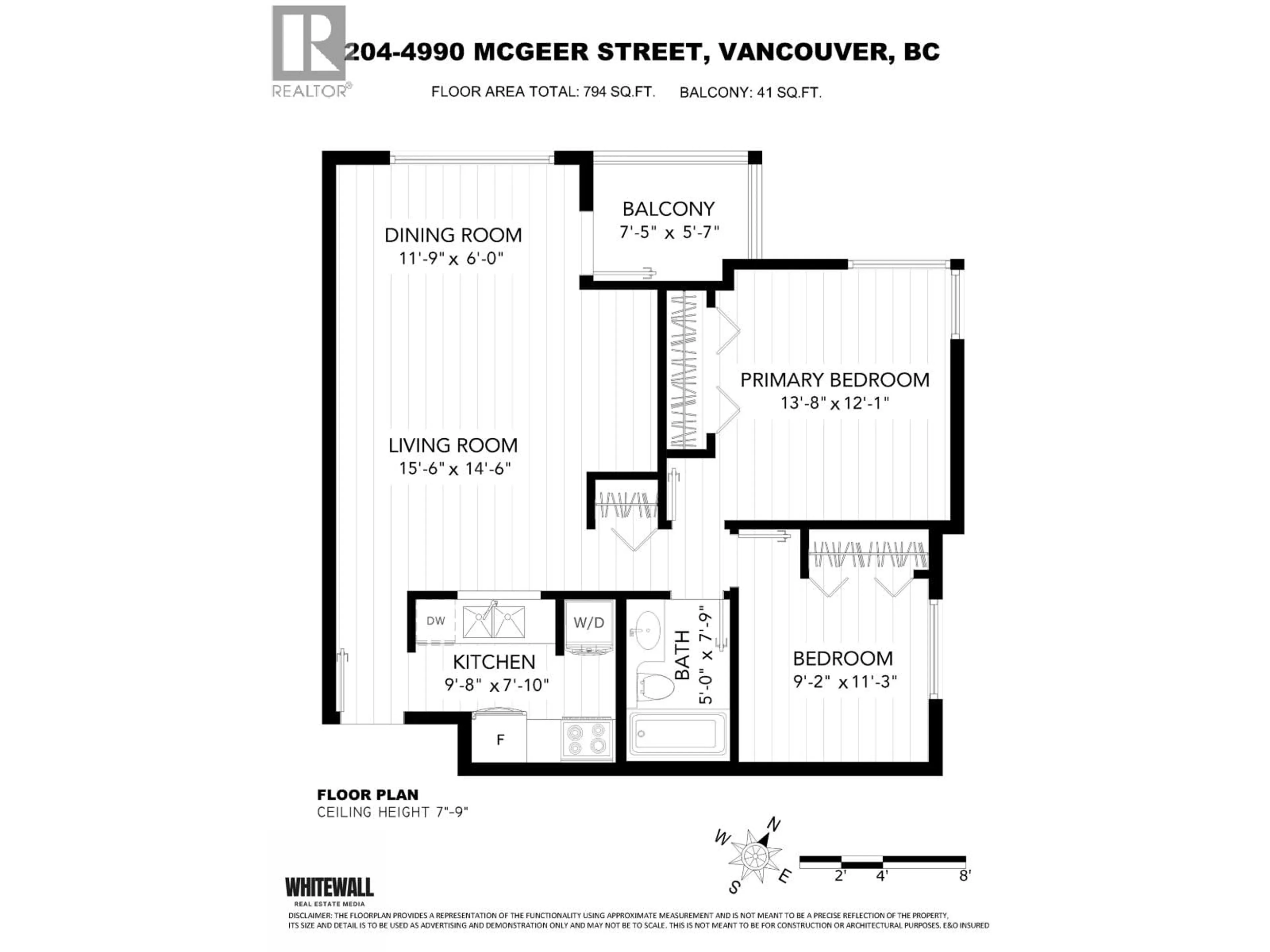 Floor plan for 204 - 4990 MCGEER STREET, Vancouver British Columbia V5R6C1