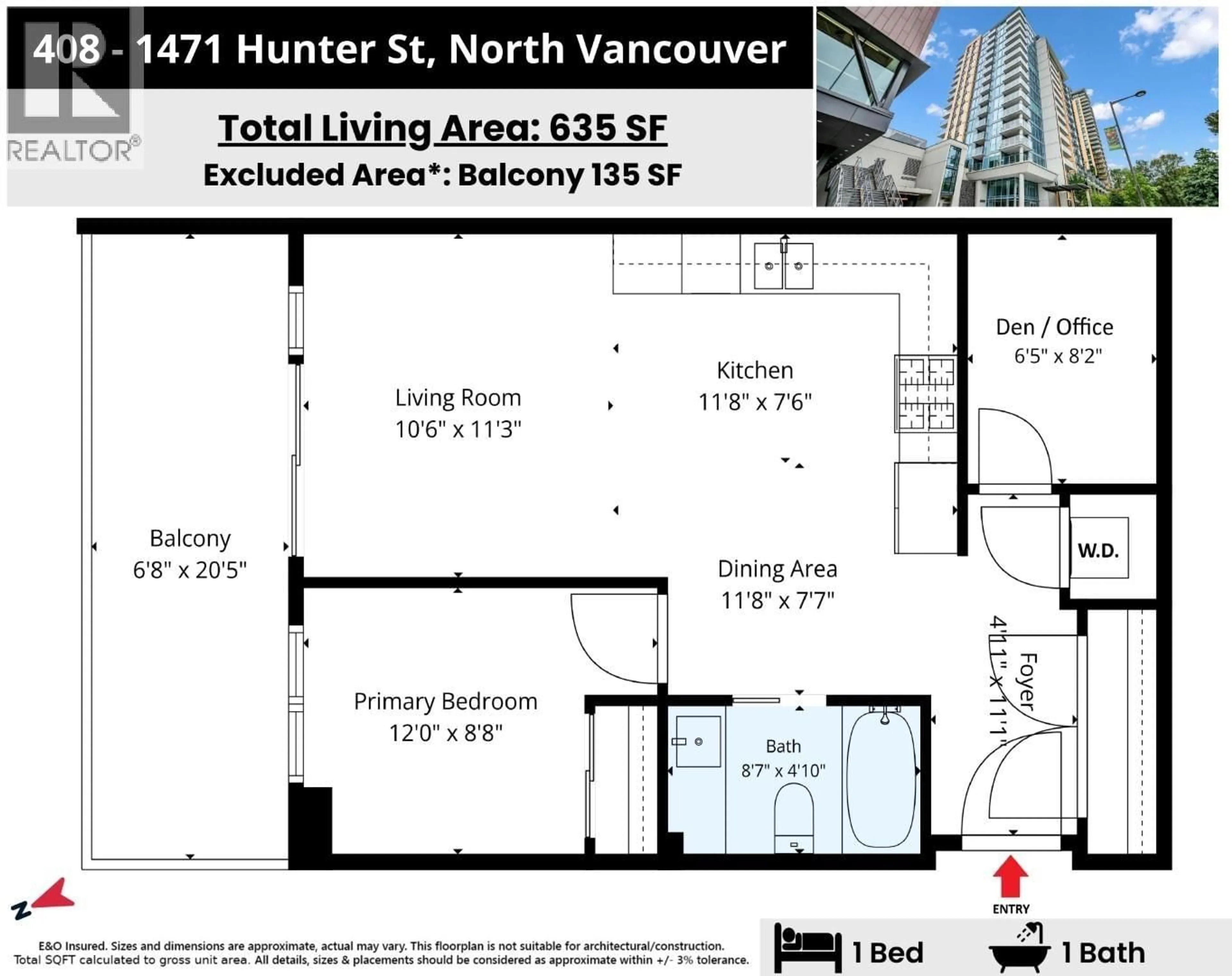 Floor plan for 408 - 1471 HUNTER STREET, North Vancouver British Columbia V7J1H3